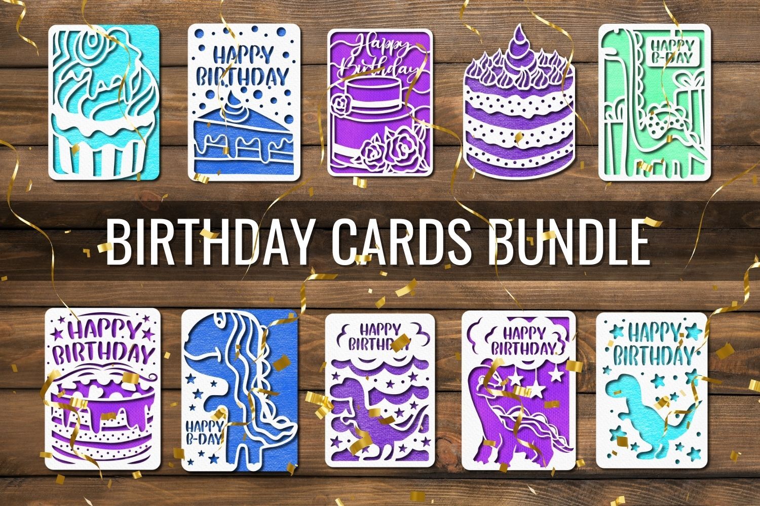 Birthday Card Papercut SVG Bundle By SvgOcean | TheHungryJPEG