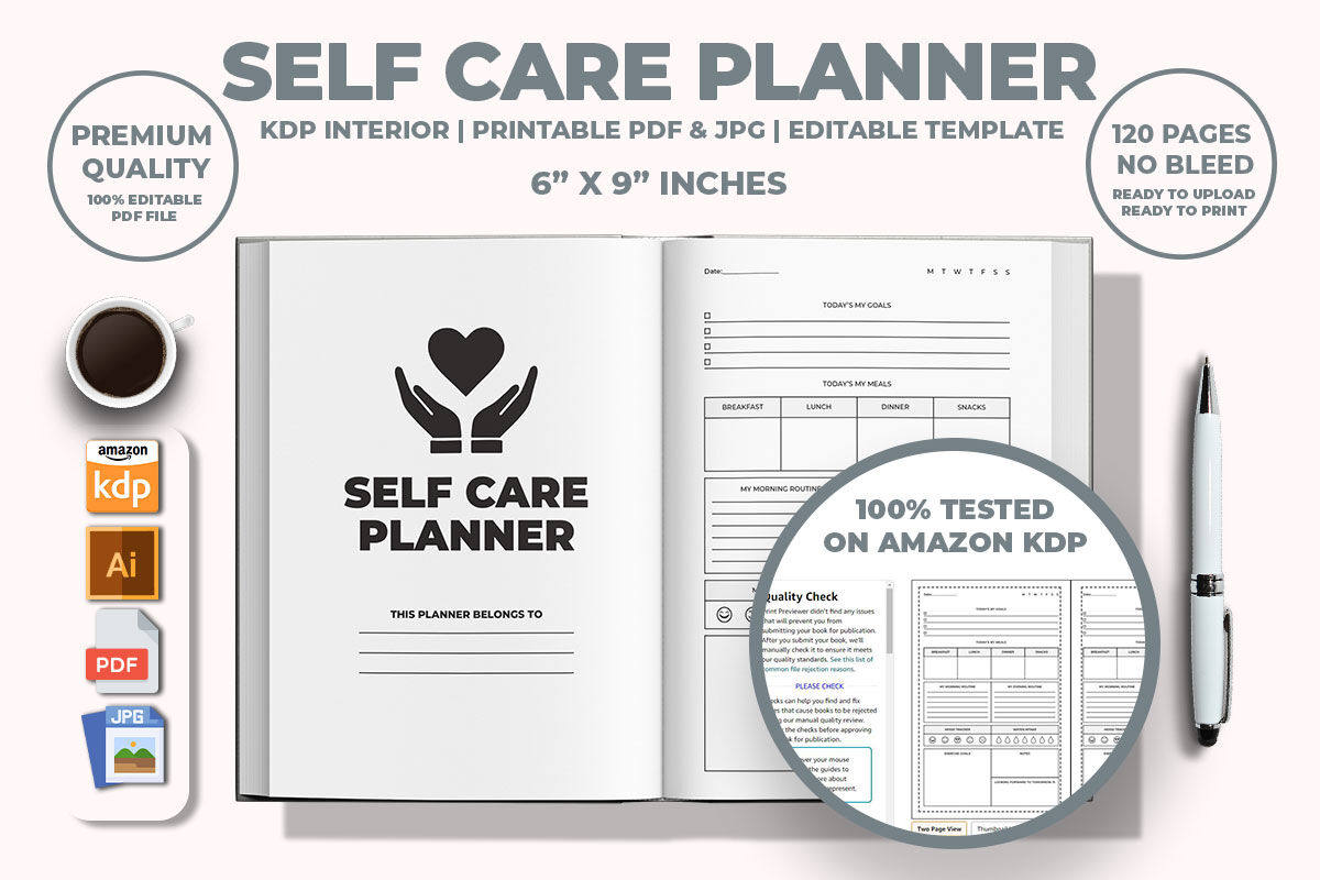 Self Care Planner KDP Interior By M9 Design | TheHungryJPEG