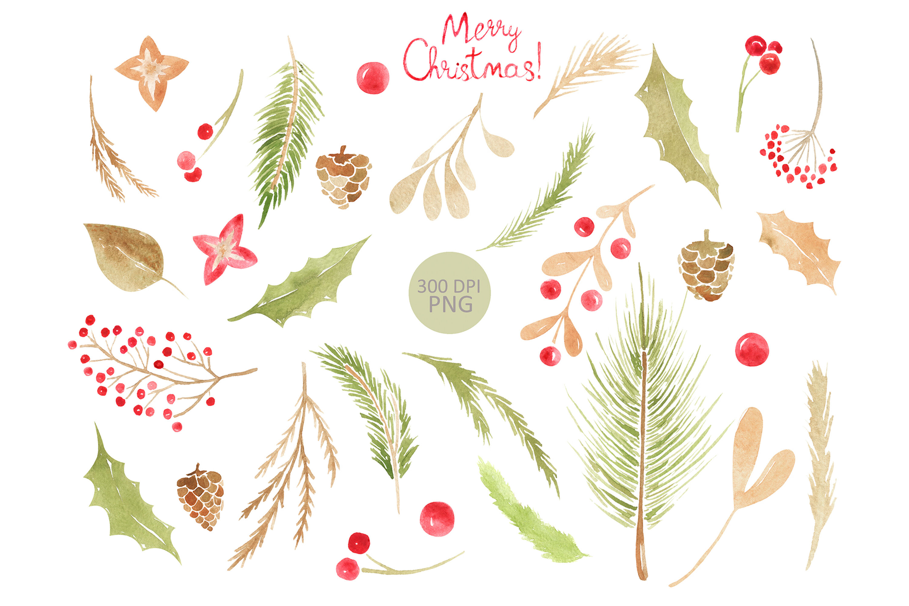 Watercolor Christmas Clipart Bundle By WatercolorColorDream | TheHungryJPEG