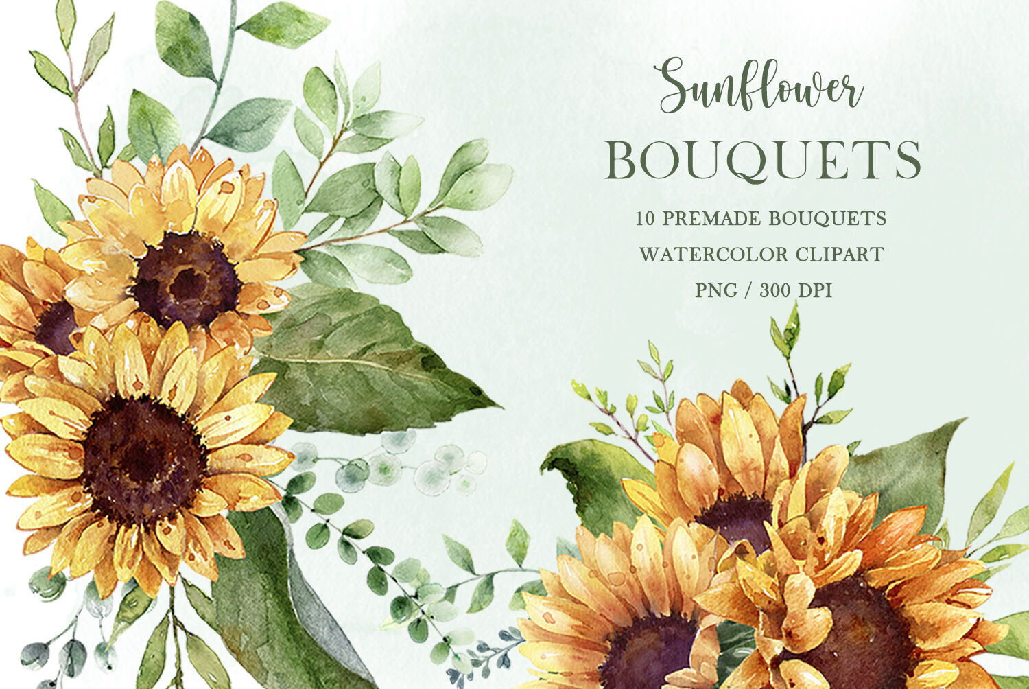 Watercolor Sunflower Png Clipart Sunflowers Bouquet Png By Elitawatercolorarts Thehungryjpeg Com