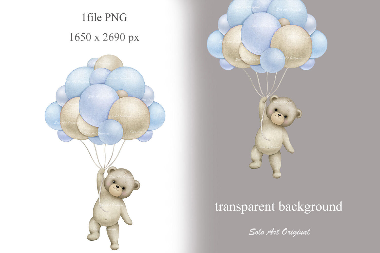 Teddy bear Clipart airballoons Baby boy shower Blue Clipart