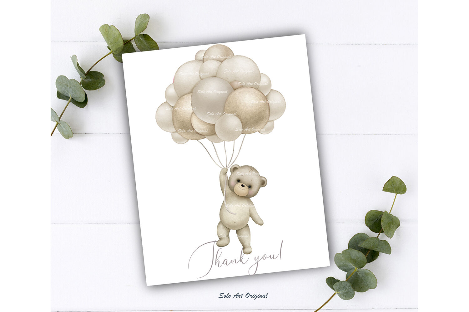 Teddy bear Clipart balloons Baby neutral shower Pastel By Solo Art