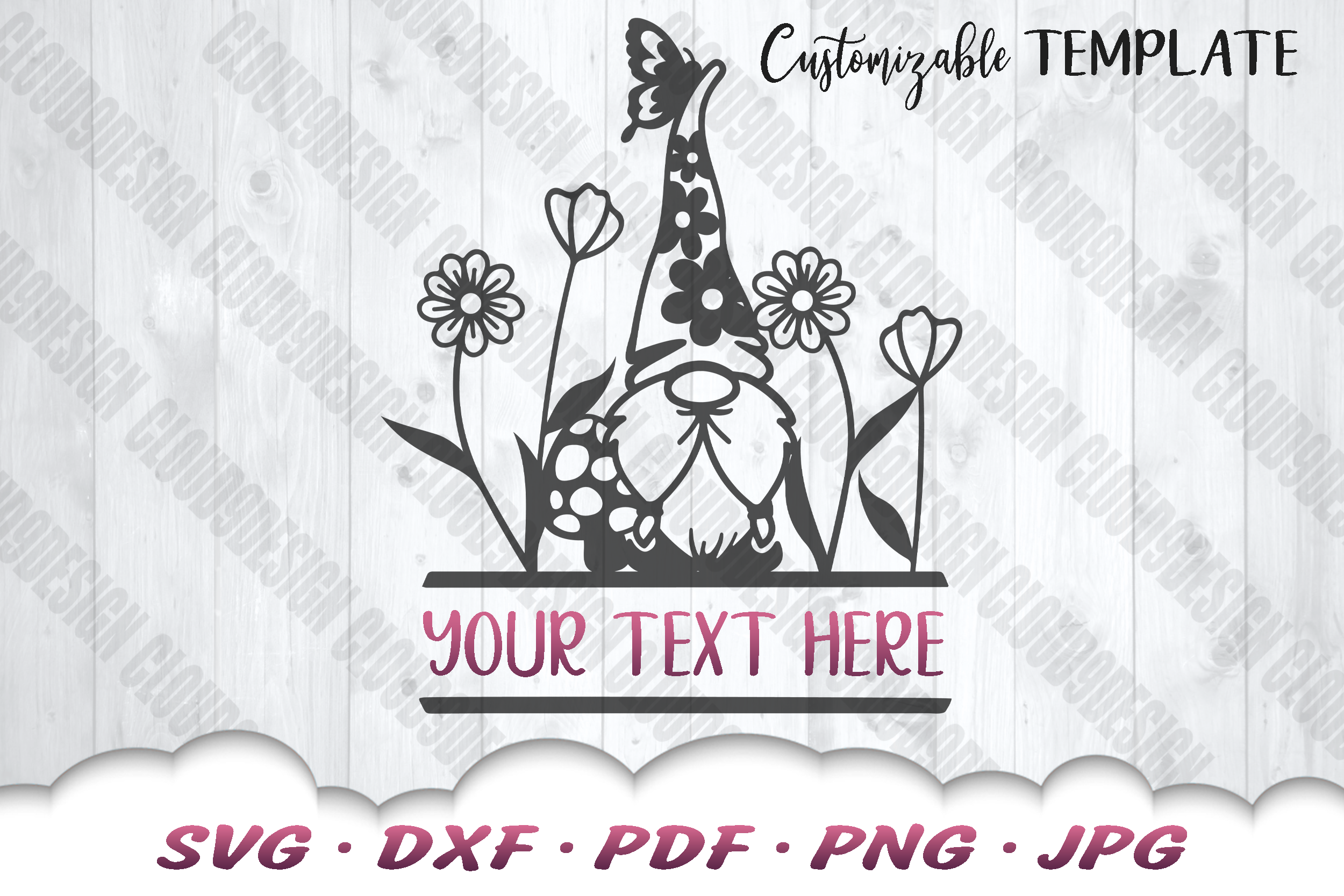 Garden Gnome SVG  Floral Monogram SVG Files By Cloud9DesignSVG