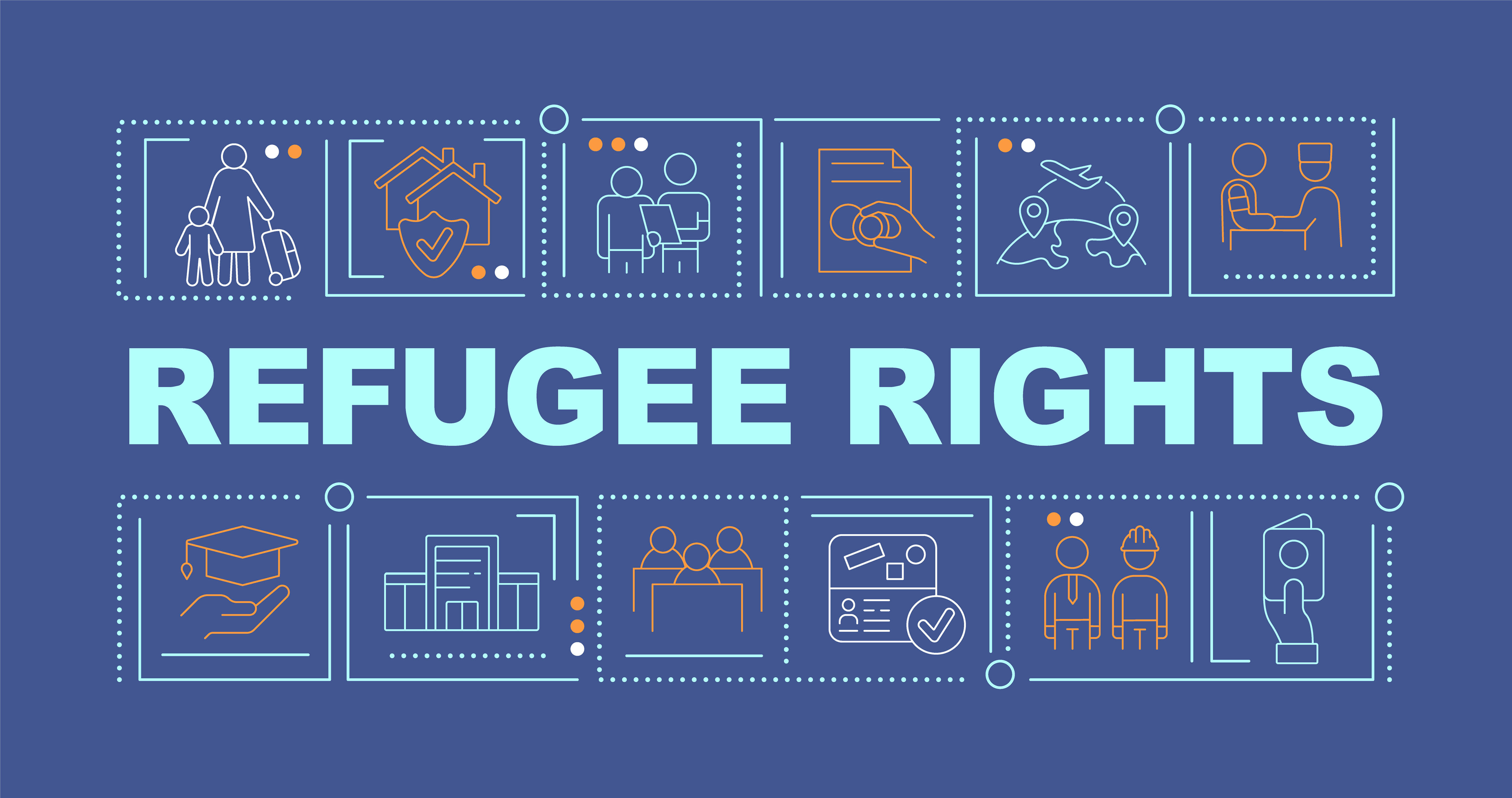 Refugee Rights Word Concepts Dark Blue Blue Banner By Bsd Studio ...