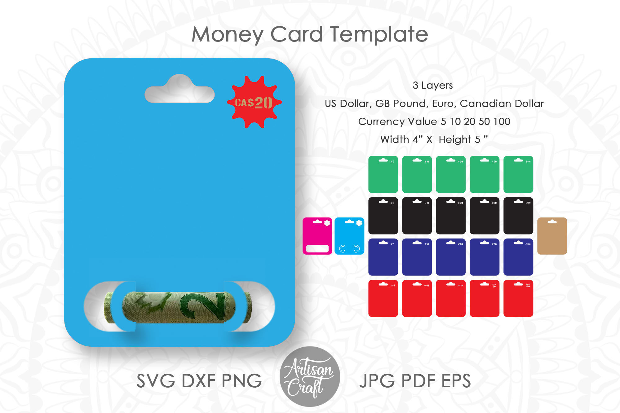Printable Money Card Holder