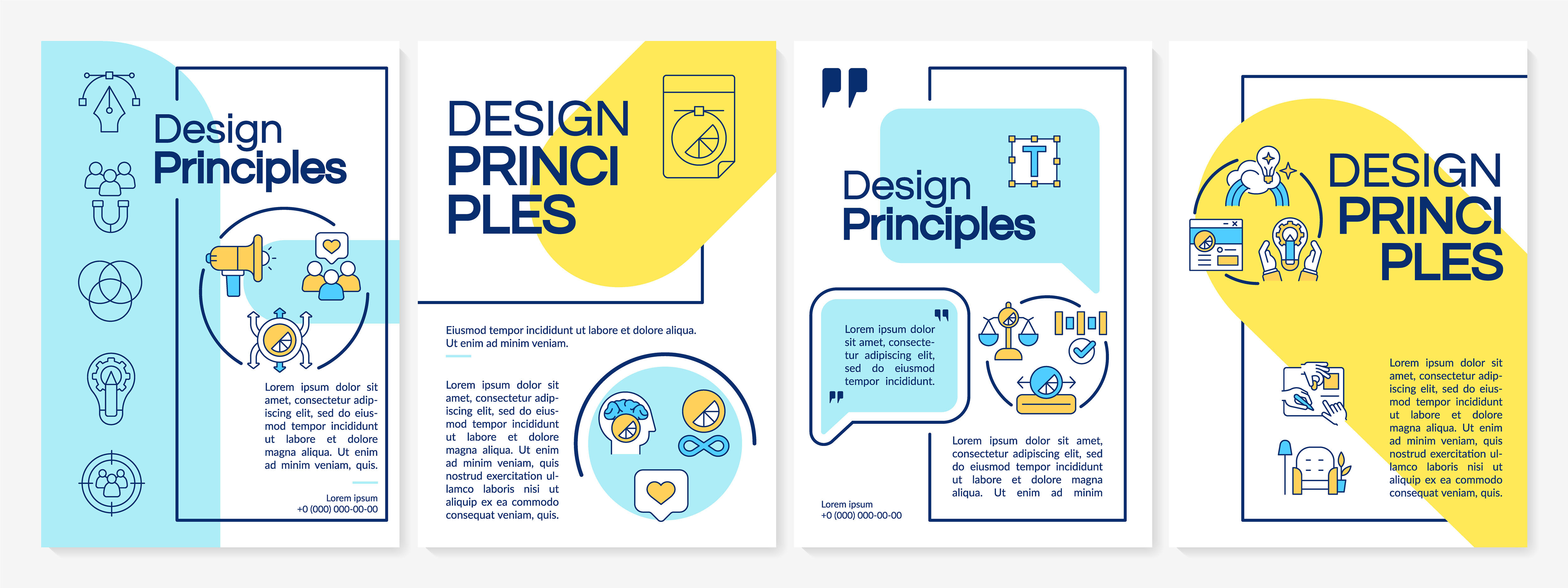 Design principles blue and yellow brochure template By bsd studio