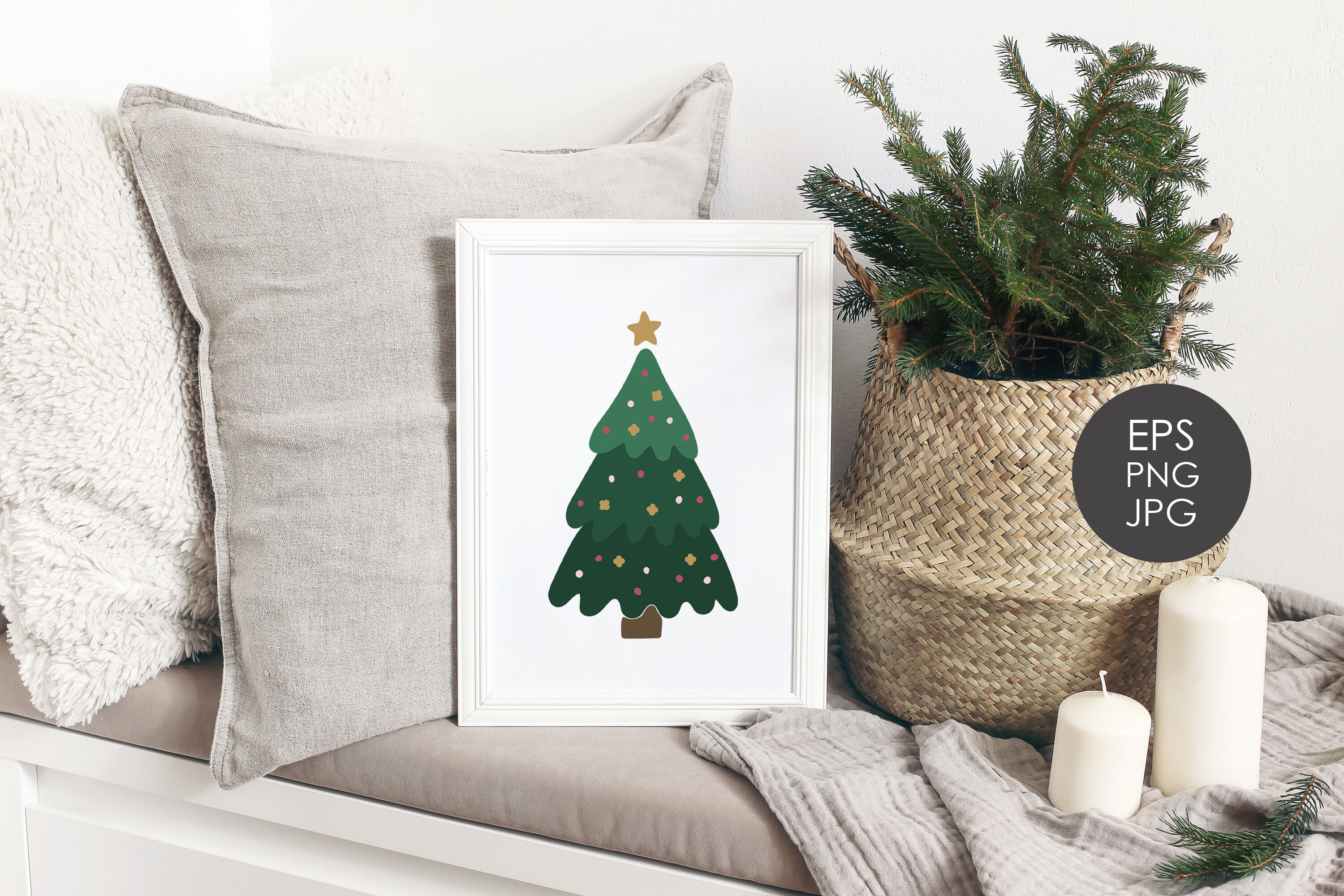 Christmas tree clipart, Boho abstract Christmas tree By DesignECShop ...