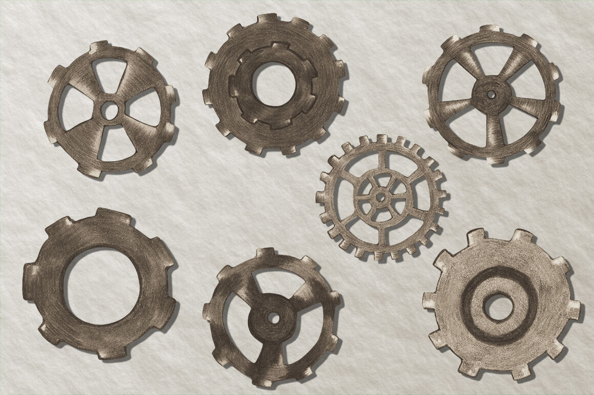 Vintage Steampunk Gears Clipart PNG By Irisidia