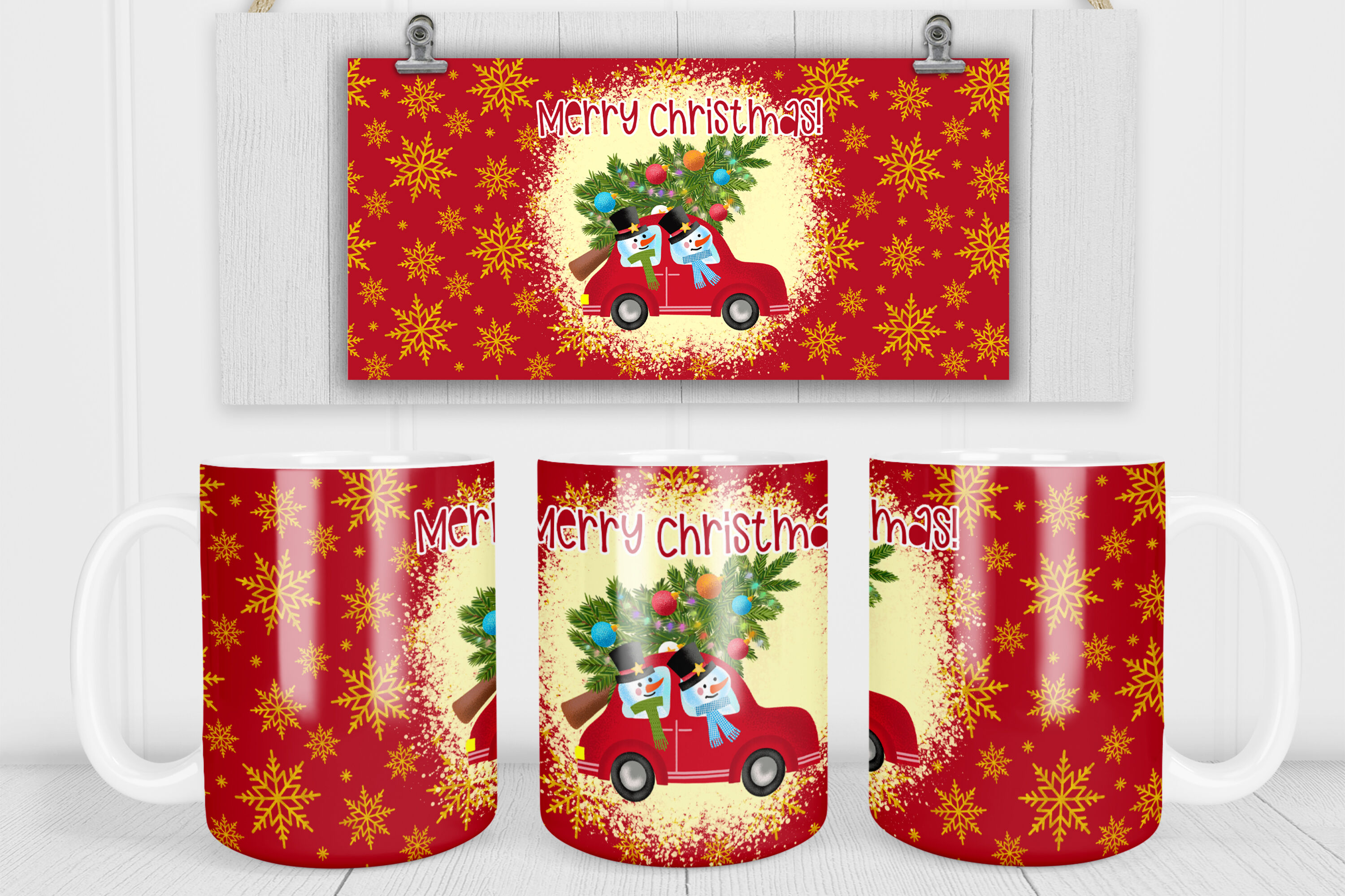 Christmas coffee mug wrap, Cricut Mug Sublimation template