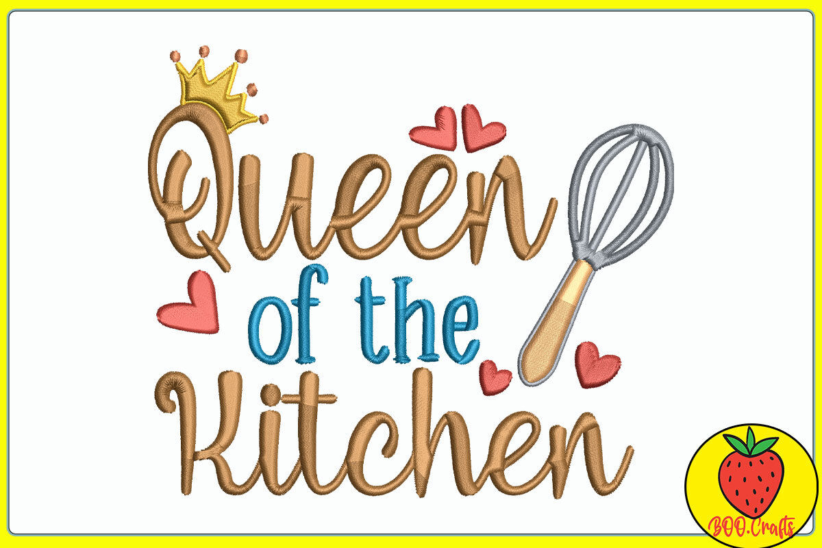 Queen Of The Kitchen Embroidery By Boodesign | TheHungryJPEG