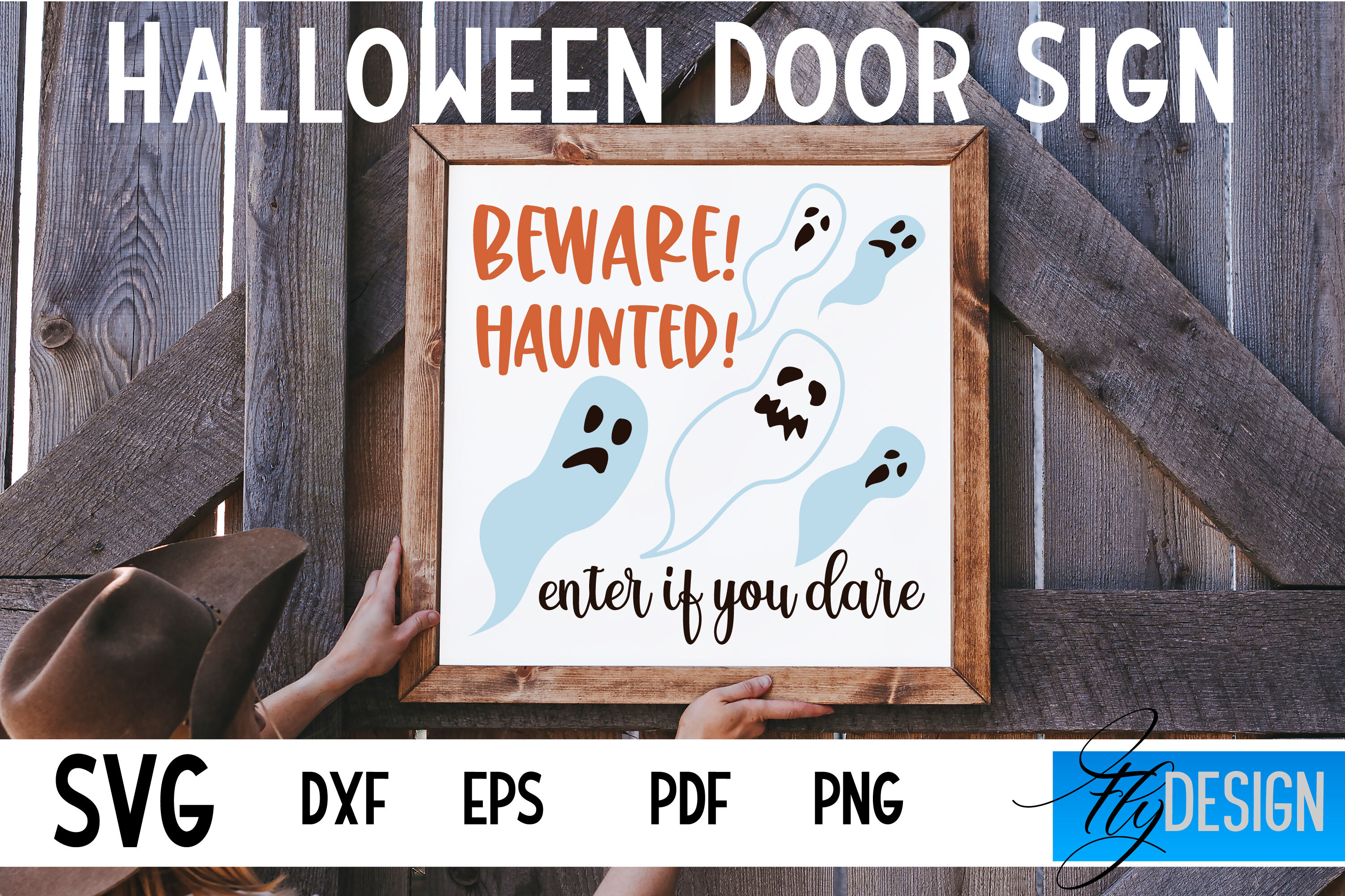 Halloween Door Sign SVG | Square Door Hanger | Round Sign By Fly Design