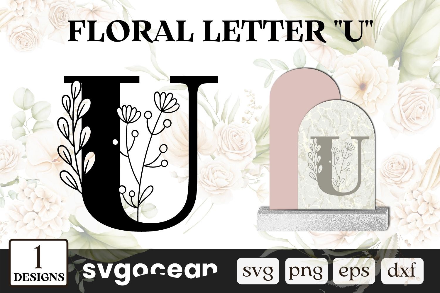 Floral Letter U 