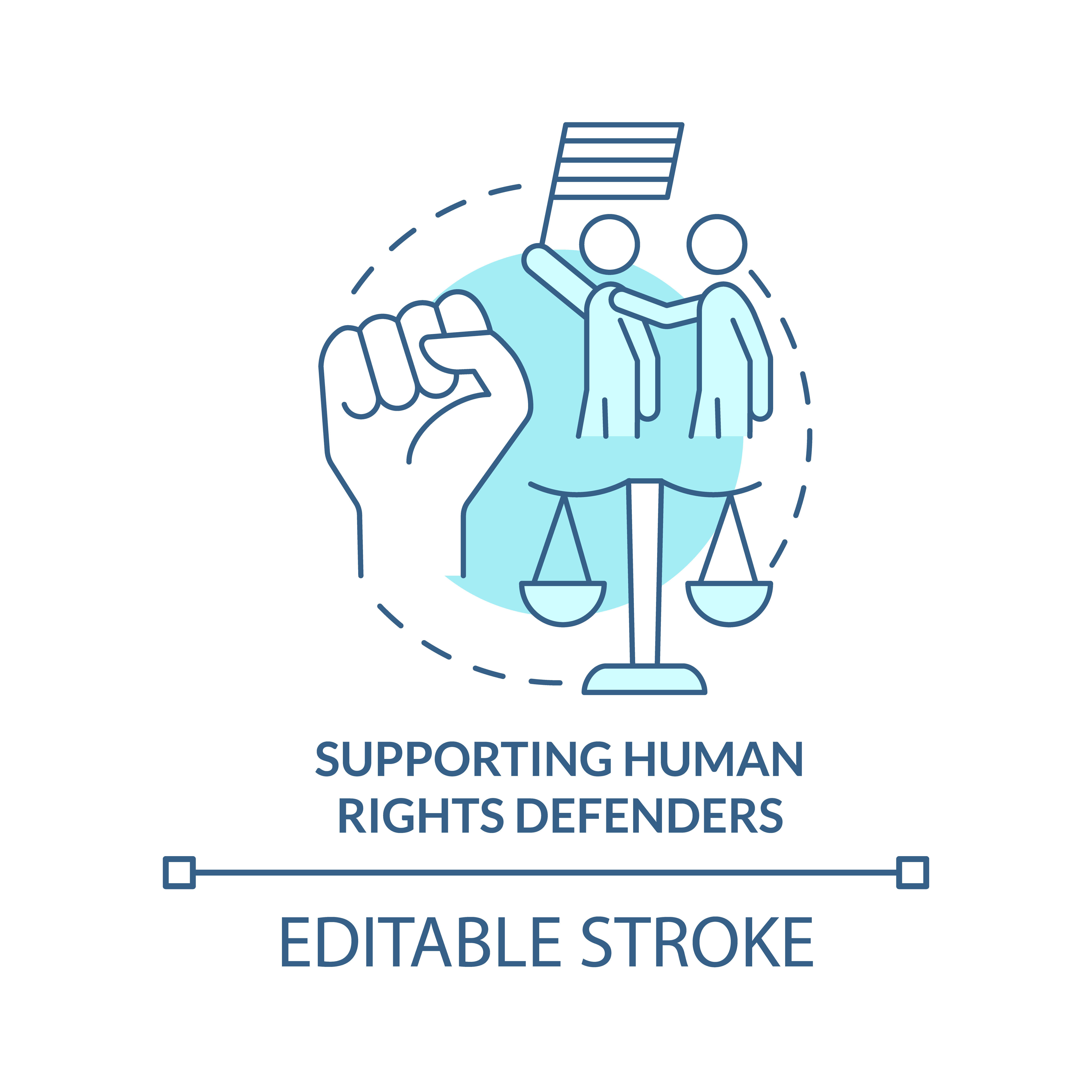 Supporting human rights defenders turquoise concept icon By bsd studio ...