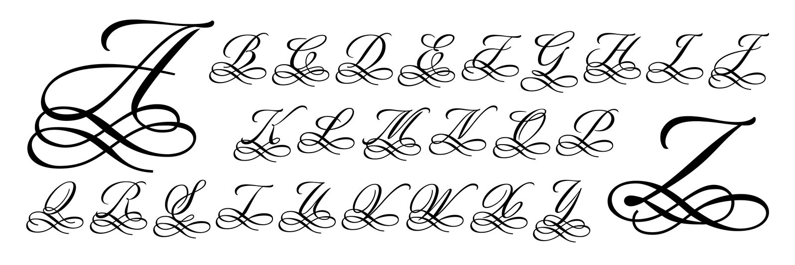 filigree letters alphabet