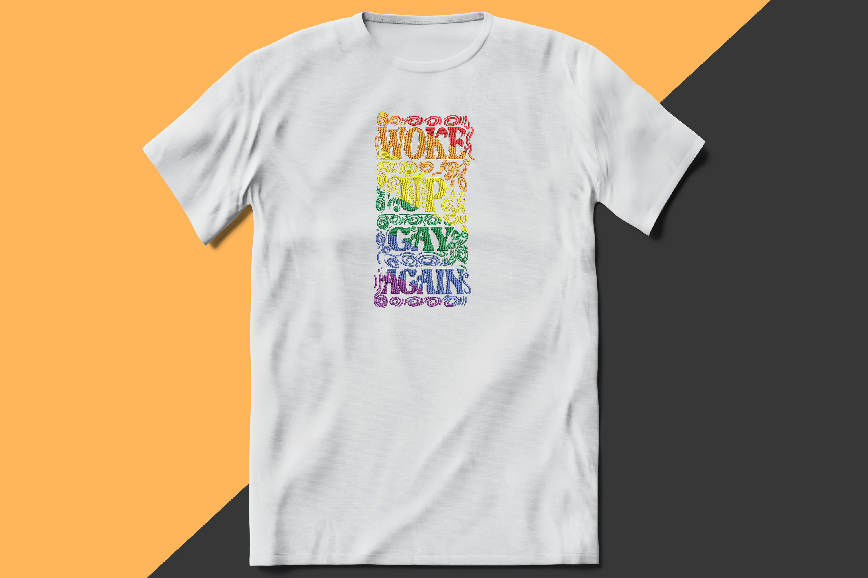 Funny LGBTQ Rainbow Woke Up Gay Again Embroidery, LGBTQ Rainbow Pride ...