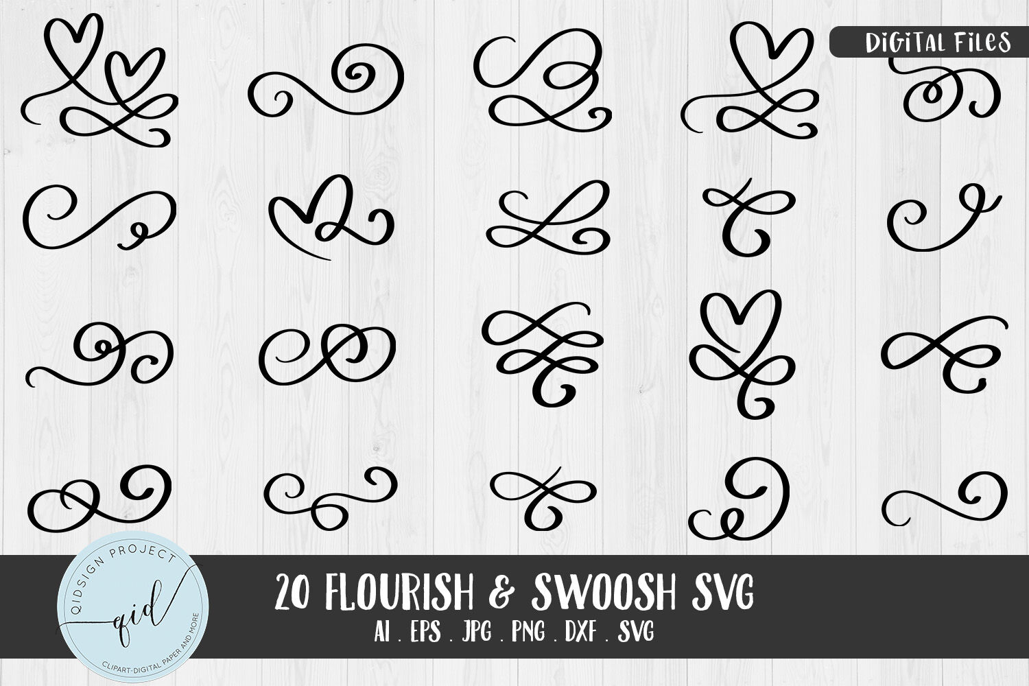 20 Flourish & Swoosh SVG, decoration design By qidsign project