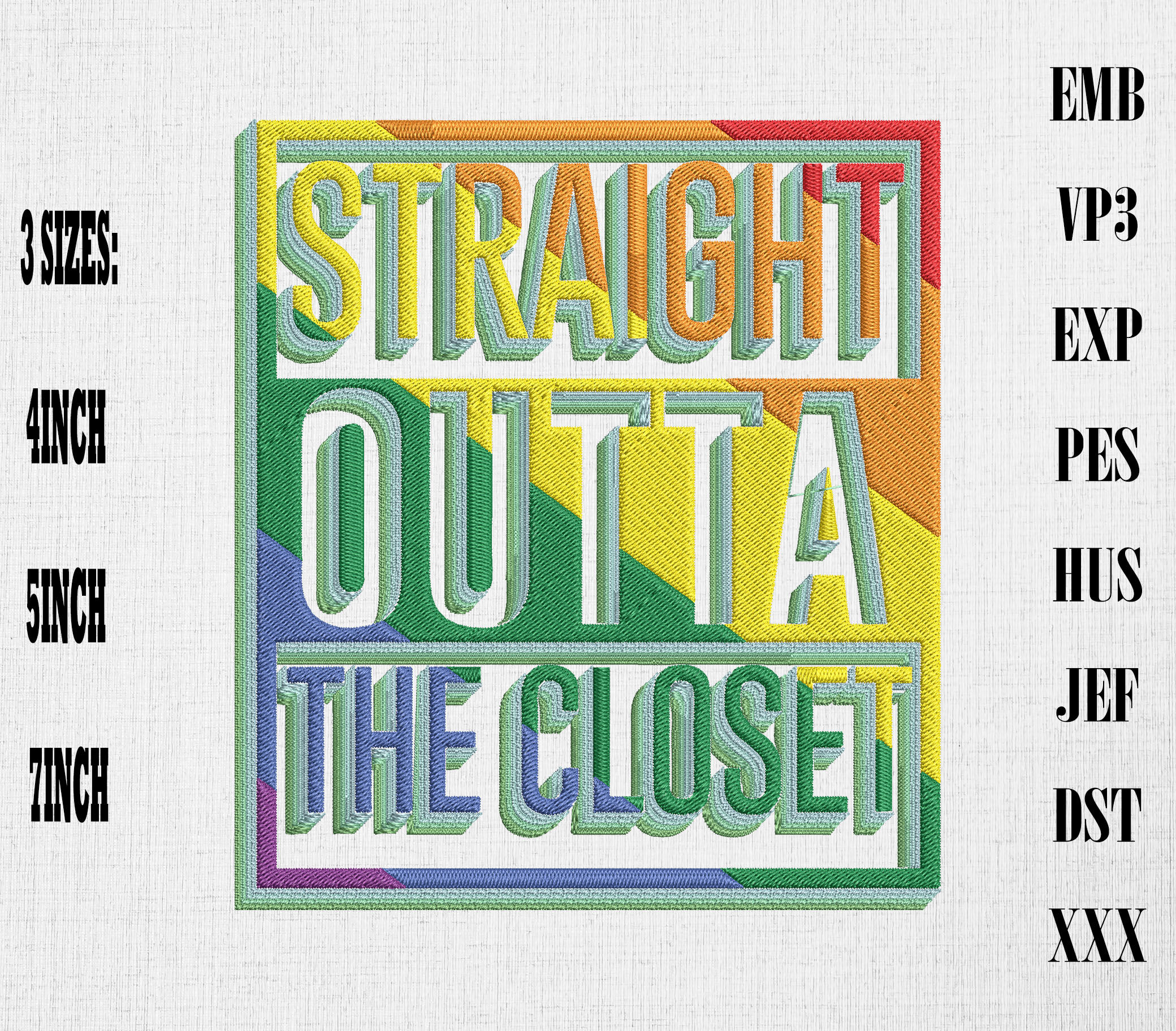 Straight Outta The Closet Lgbt Gay Pride Embroidery By Mulew Art Thehungryjpeg