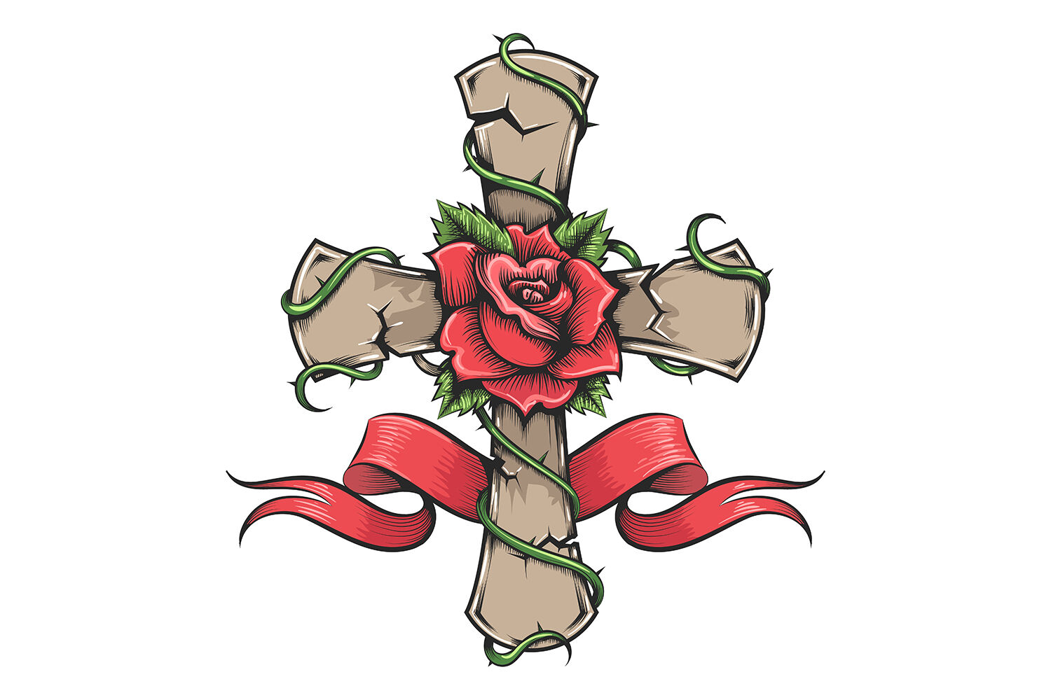 Design Ideas for Cross with Rose Tattoo - wide 6