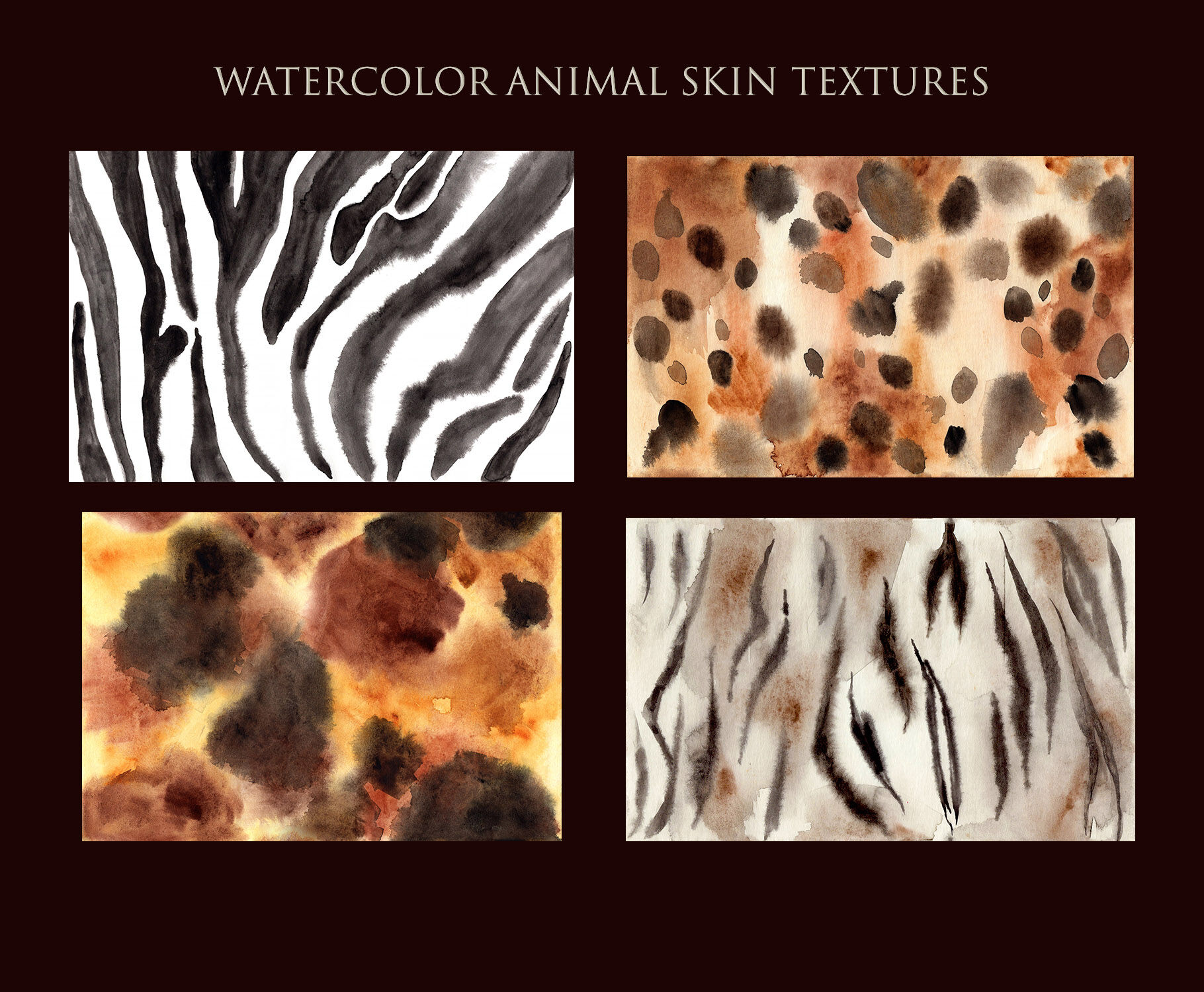 Animal Skin Fur. Watercolor Patterns By Slastick | TheHungryJPEG