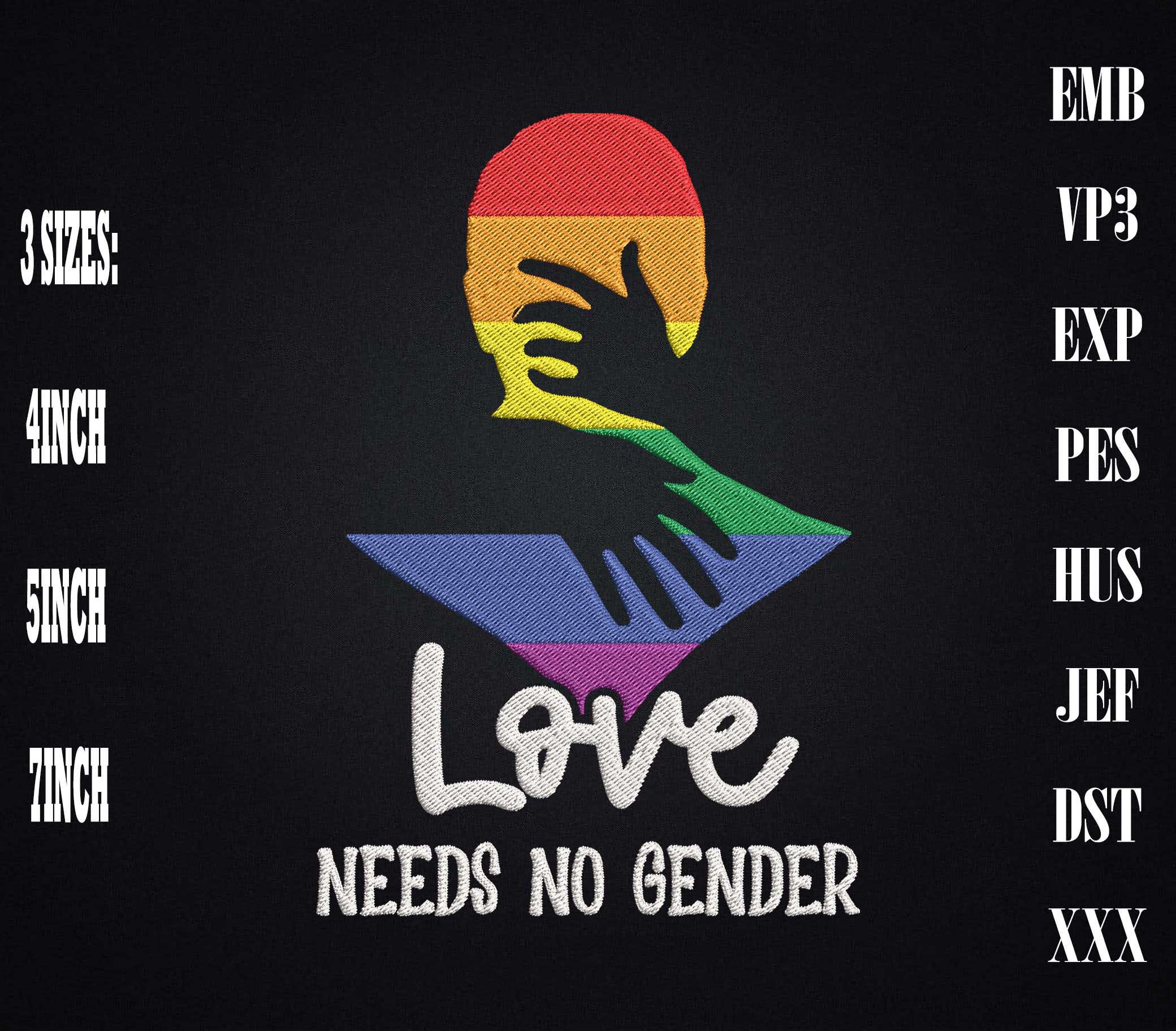 Love Needs No Gender Lgbt Gay Pride Embroidery Lgbtq Rainbow Pride By Mulew Art Thehungryjpeg