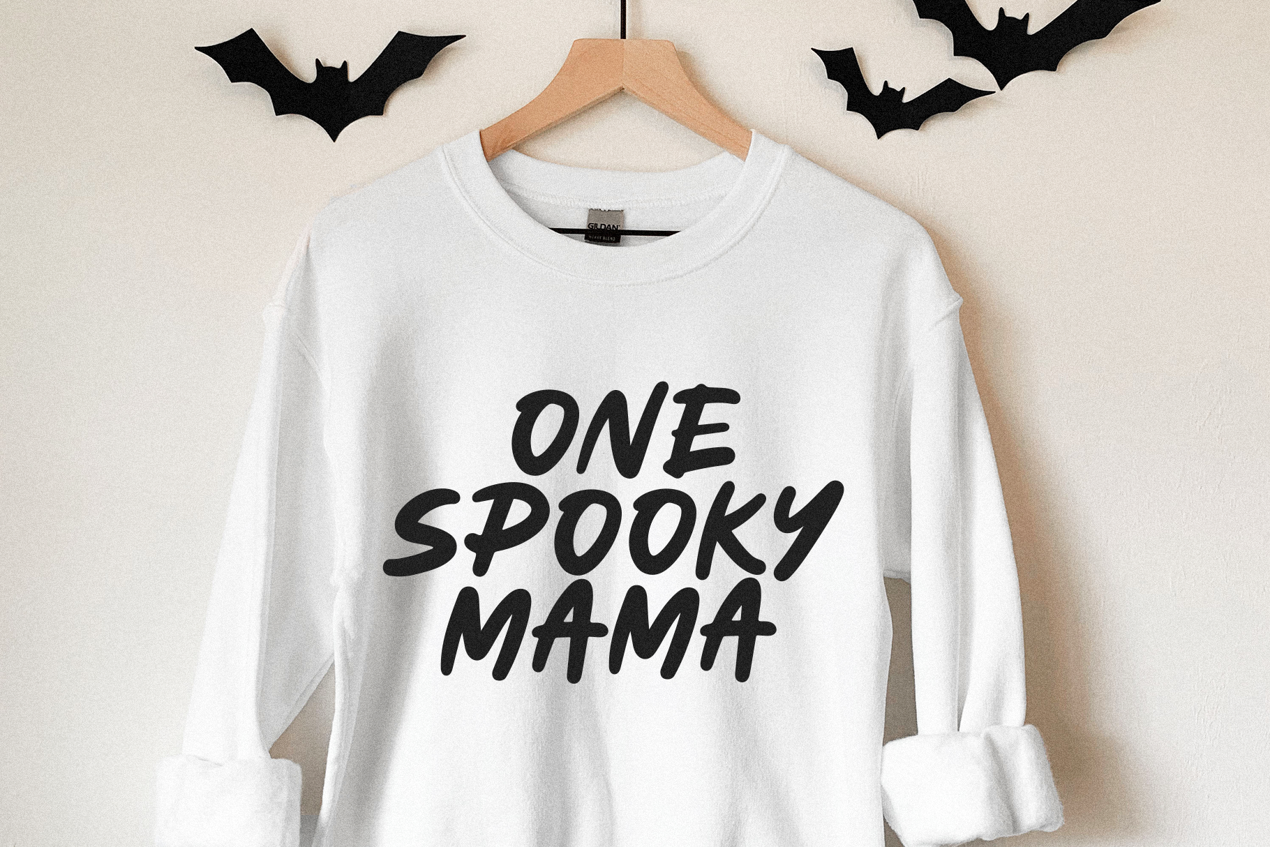 Spooky Halloween Tshirt Design With Ghost Bats And Typography