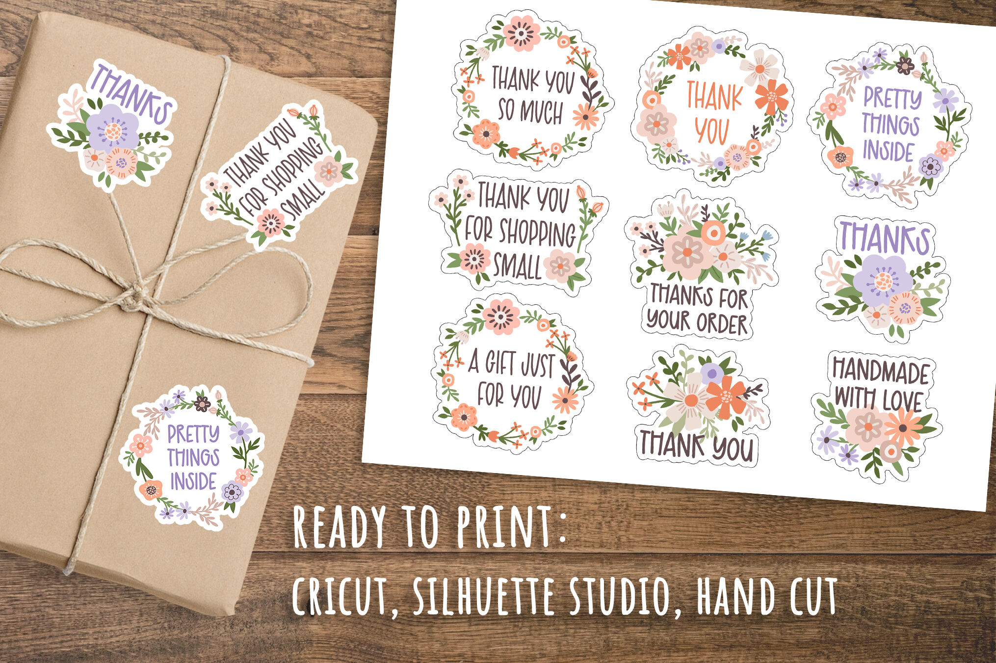 Small Business Sticker Bundle, Thank You Stickers In PNG By ArtFM