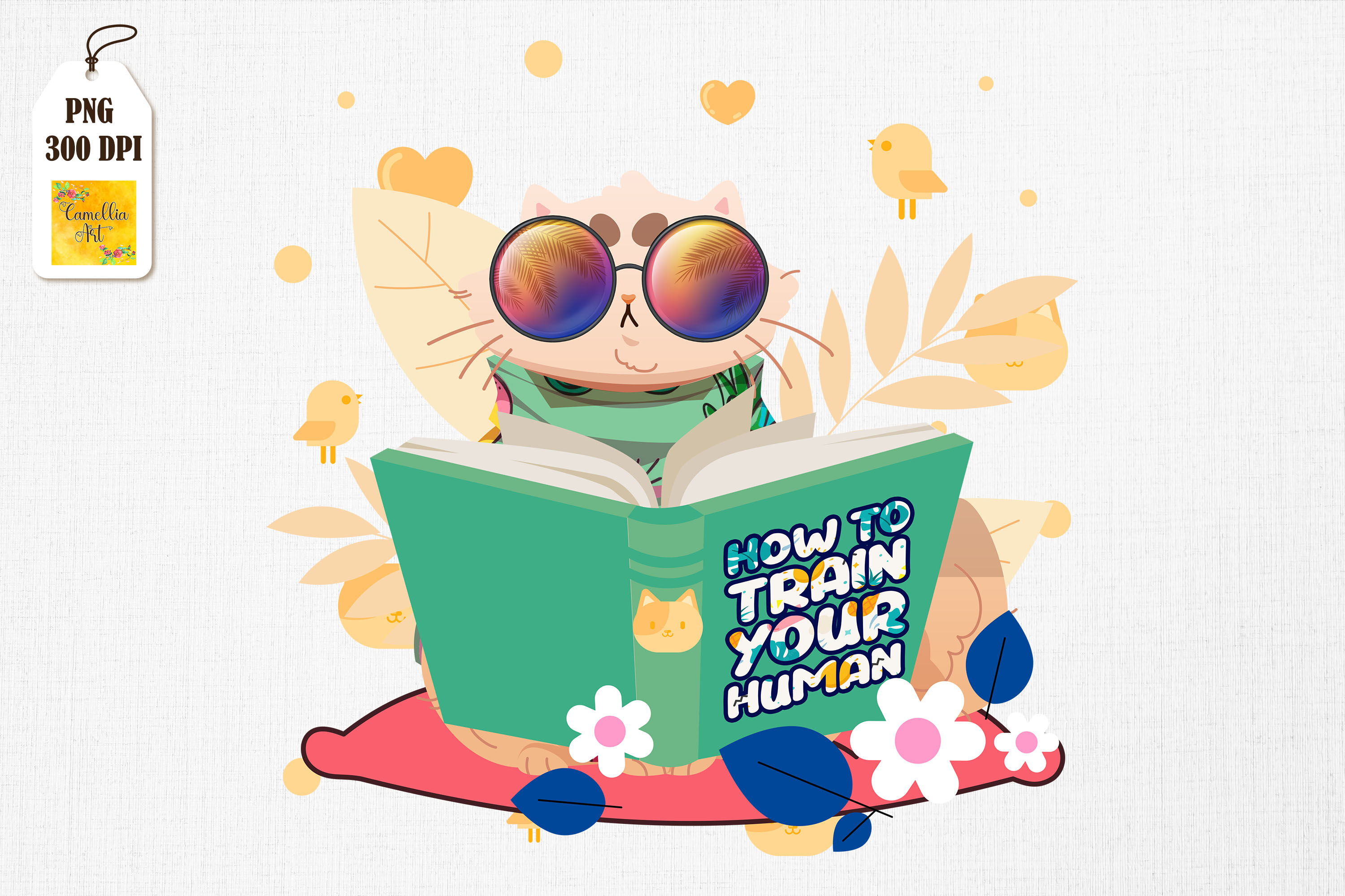 Cat Reading a Book Funny Cat Lovers By Mulew Art | TheHungryJPEG