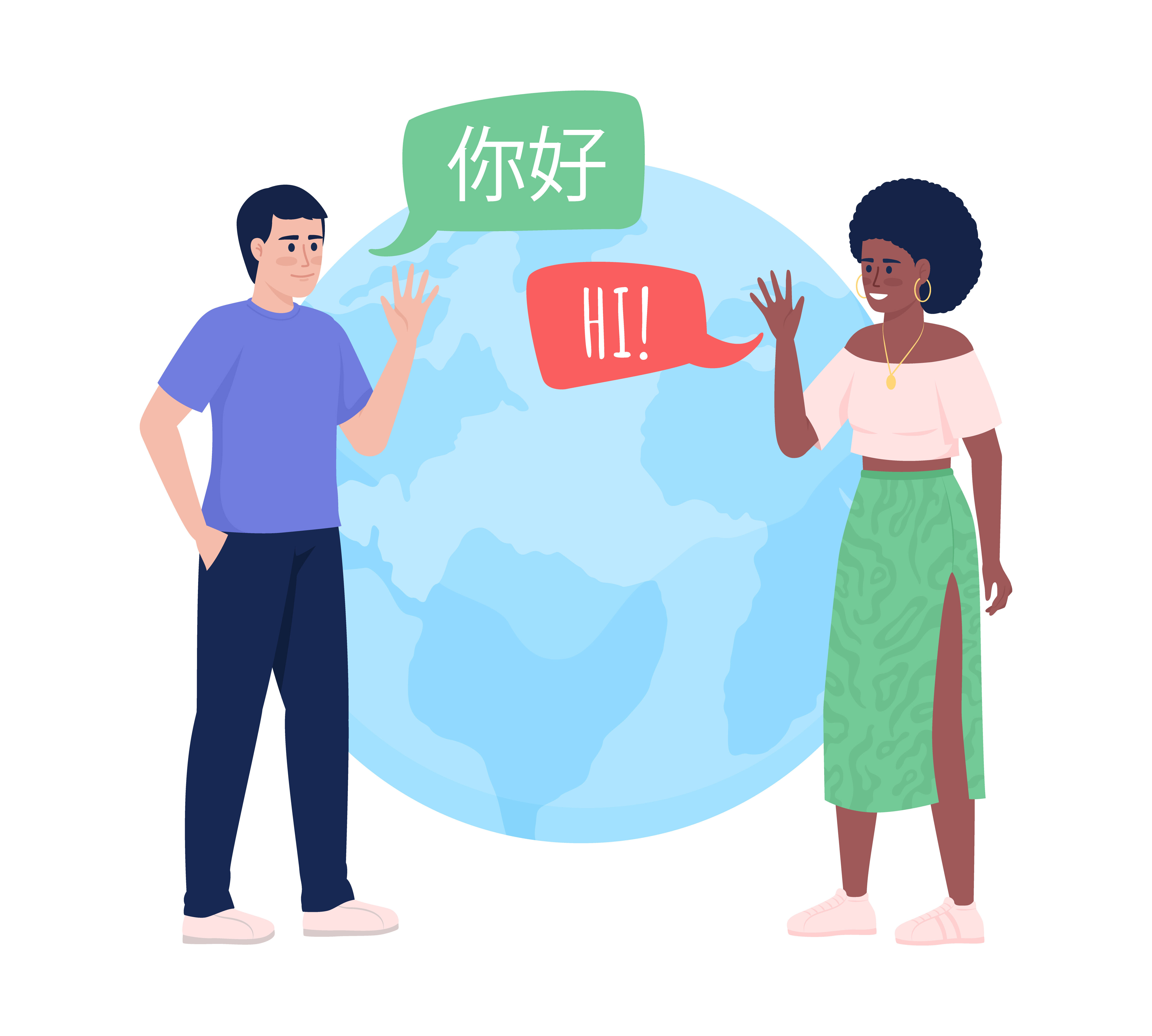 Tandem language learning illustration set By ntlstudio TheHungryJPEG
