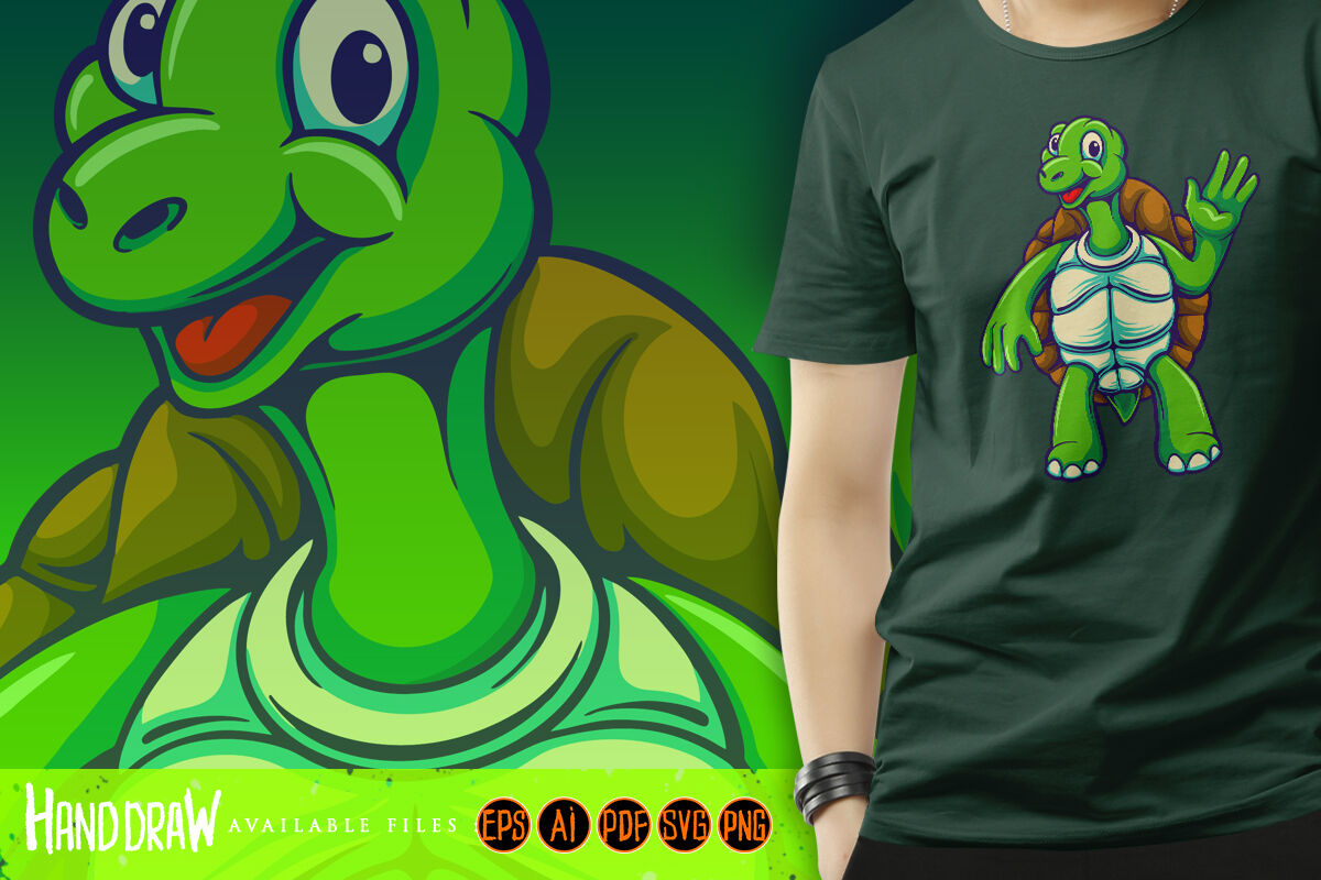 Funny sea turtle cartoon mascot illustrations By artgrarisstudio ...