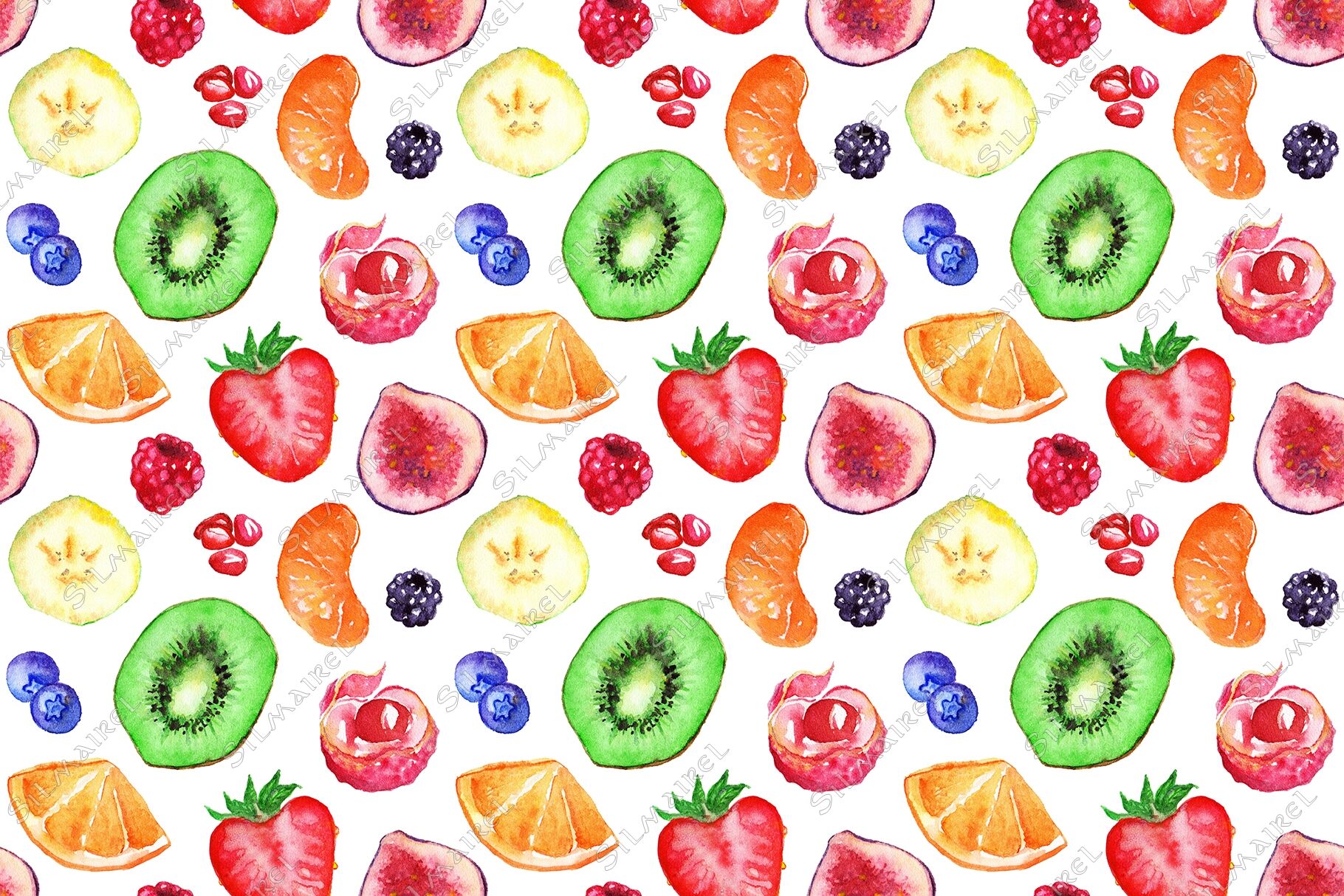 Watercolor Fruit Vector Isolated Set By Art By Silmairel Thehungryjpeg
