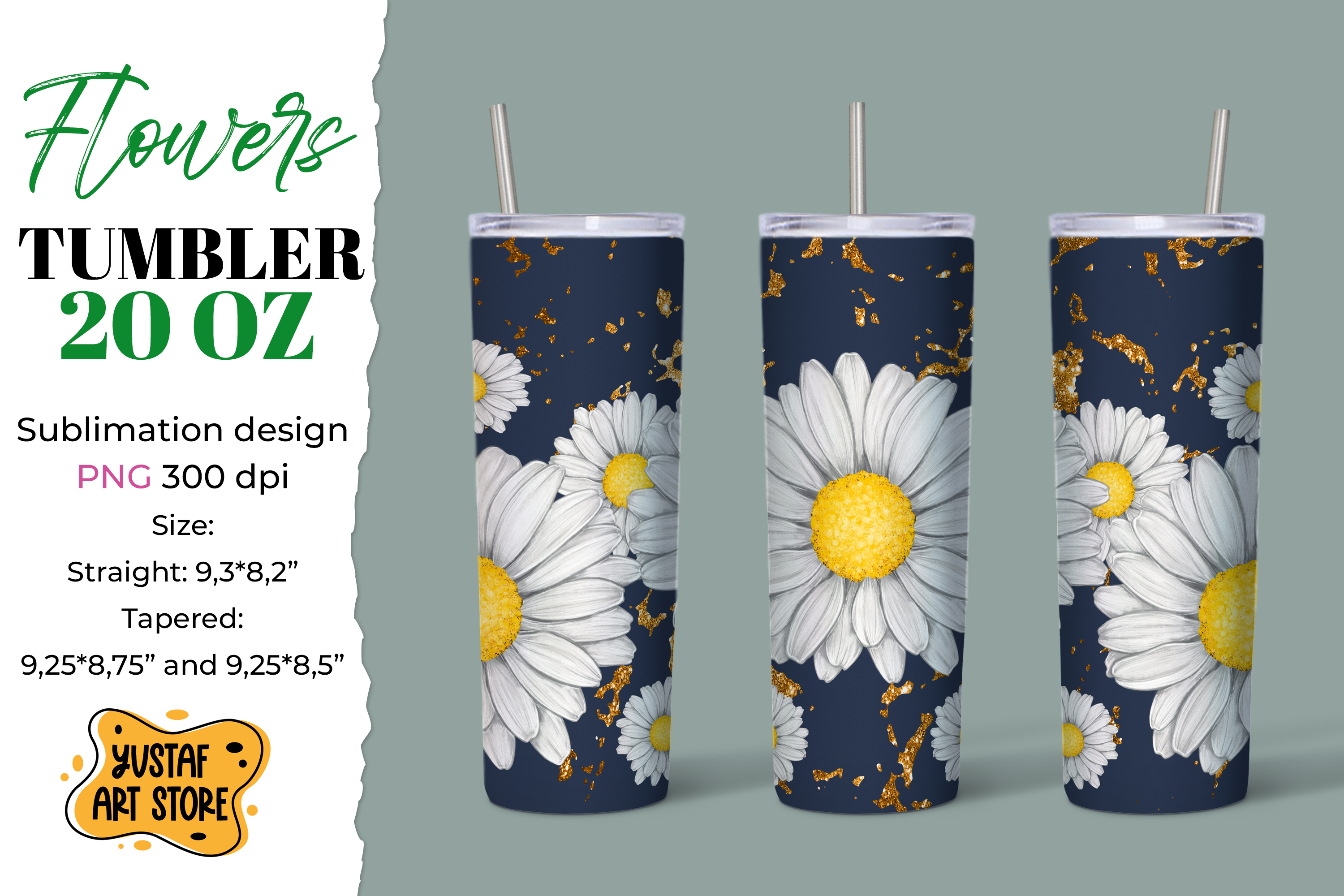 Flower tumbler sublimation design. Daisy/Chamomile Tumbler By