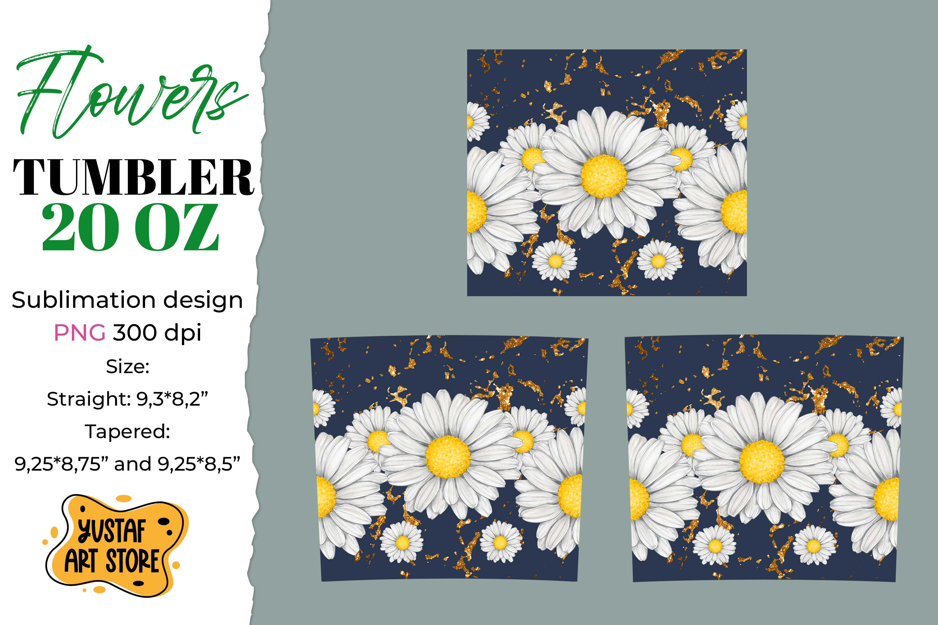 Flower tumbler sublimation design. Daisy/Chamomile Tumbler By