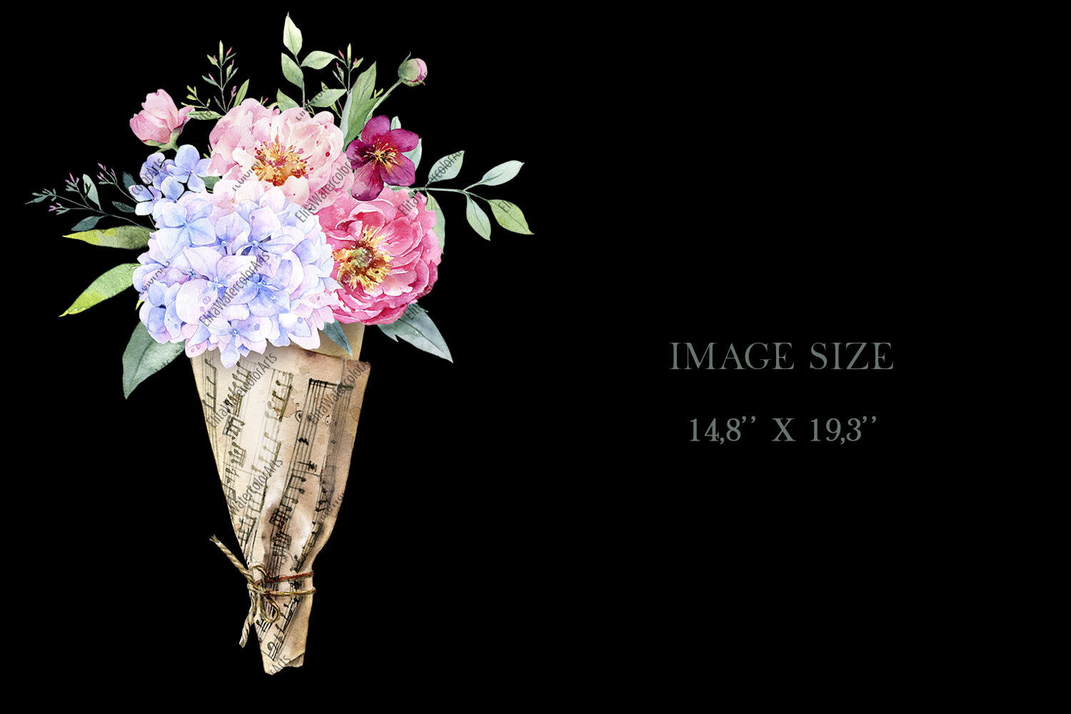 Flowers Sublimation Watercolor Flower Bouquet By Elitawatercolorarts