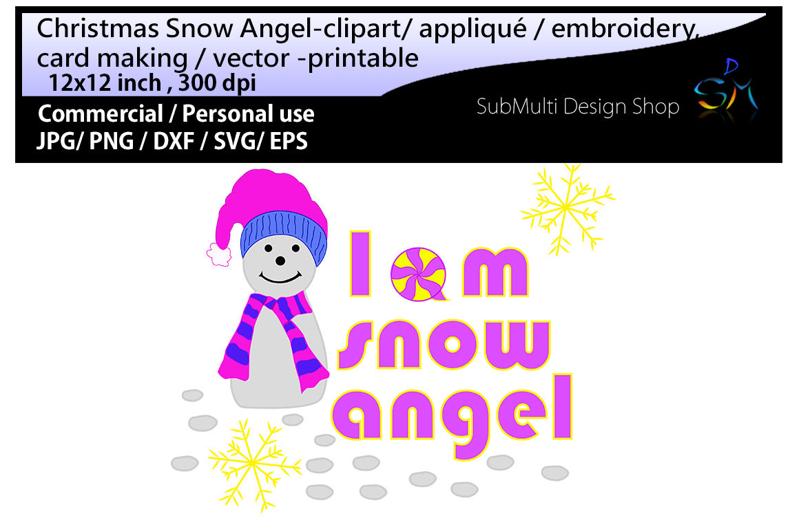 Download Snow Angel Clip Art Embroidery By Arcsmultidesignsshop Thehungryjpeg Com