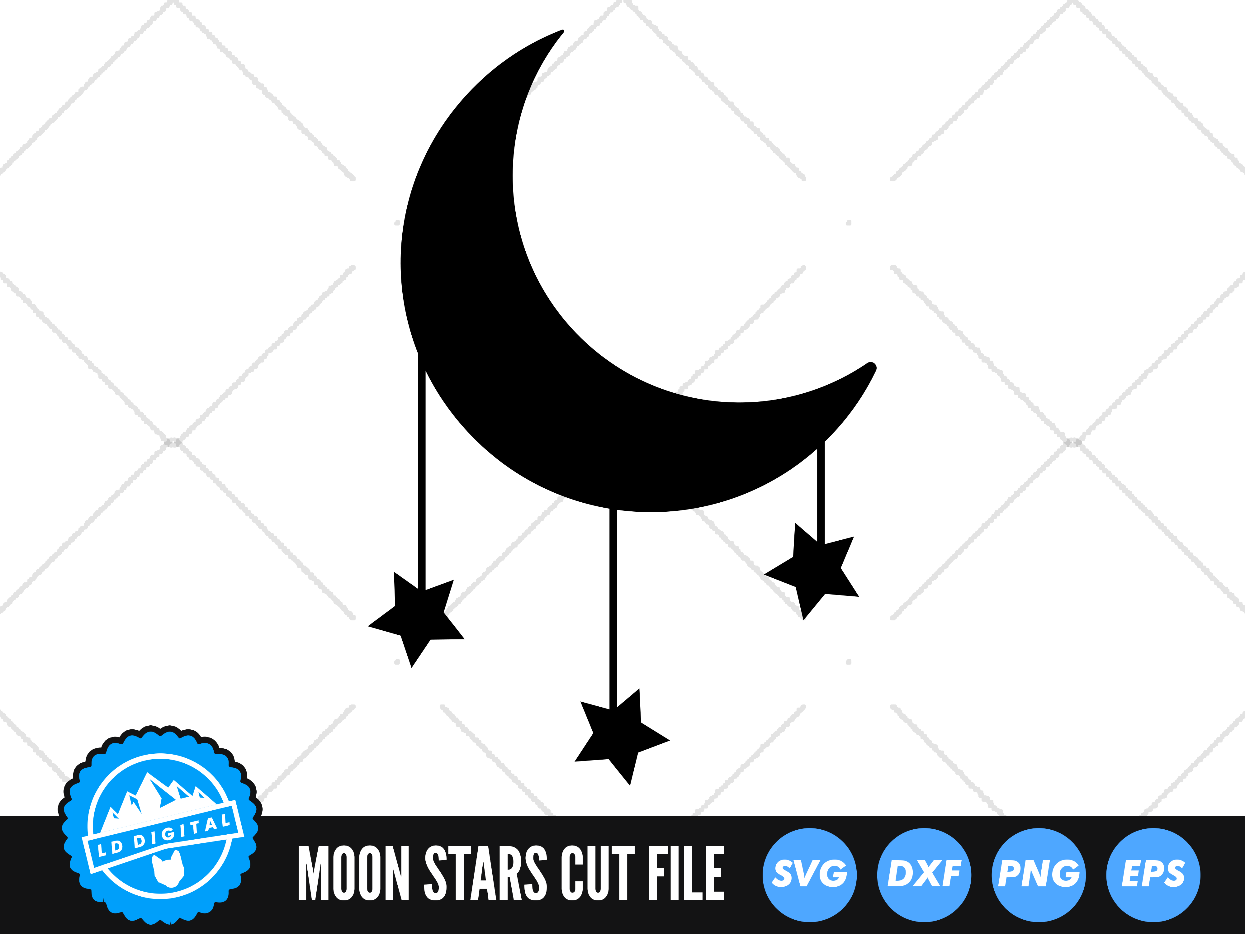 Moon And Stars Svg Stars Cut File Moon Svg Nursey Clip Art By Ld Digital Thehungryjpeg