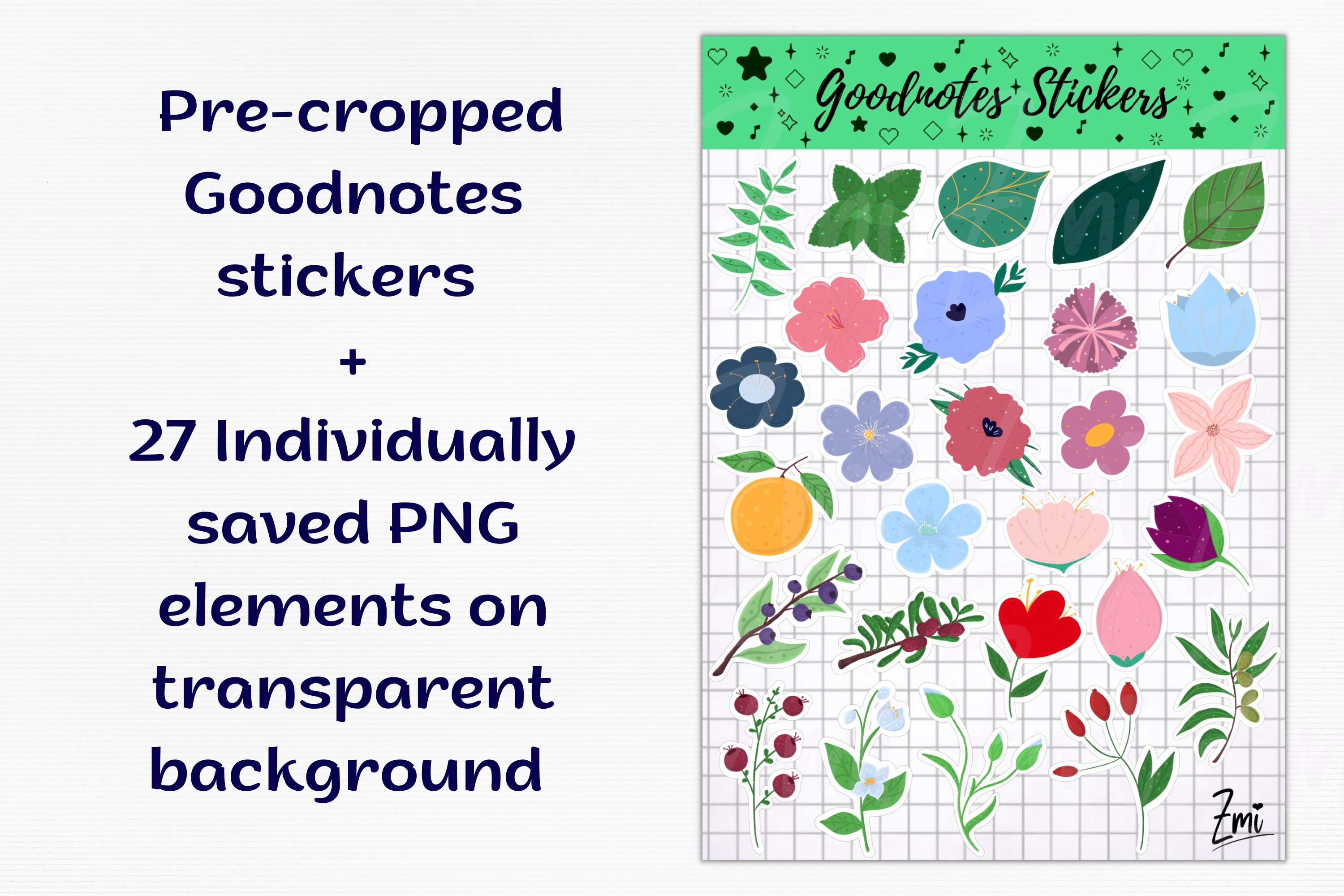 Botanical Goodnotes Planner Digital Stickers By ZayamiArt