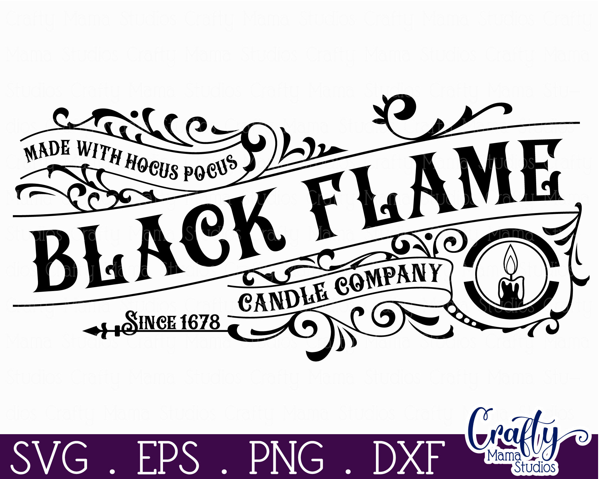 Vintage Farmhouse Halloween Svg Sign, Black Flame Candle Co By Crafty