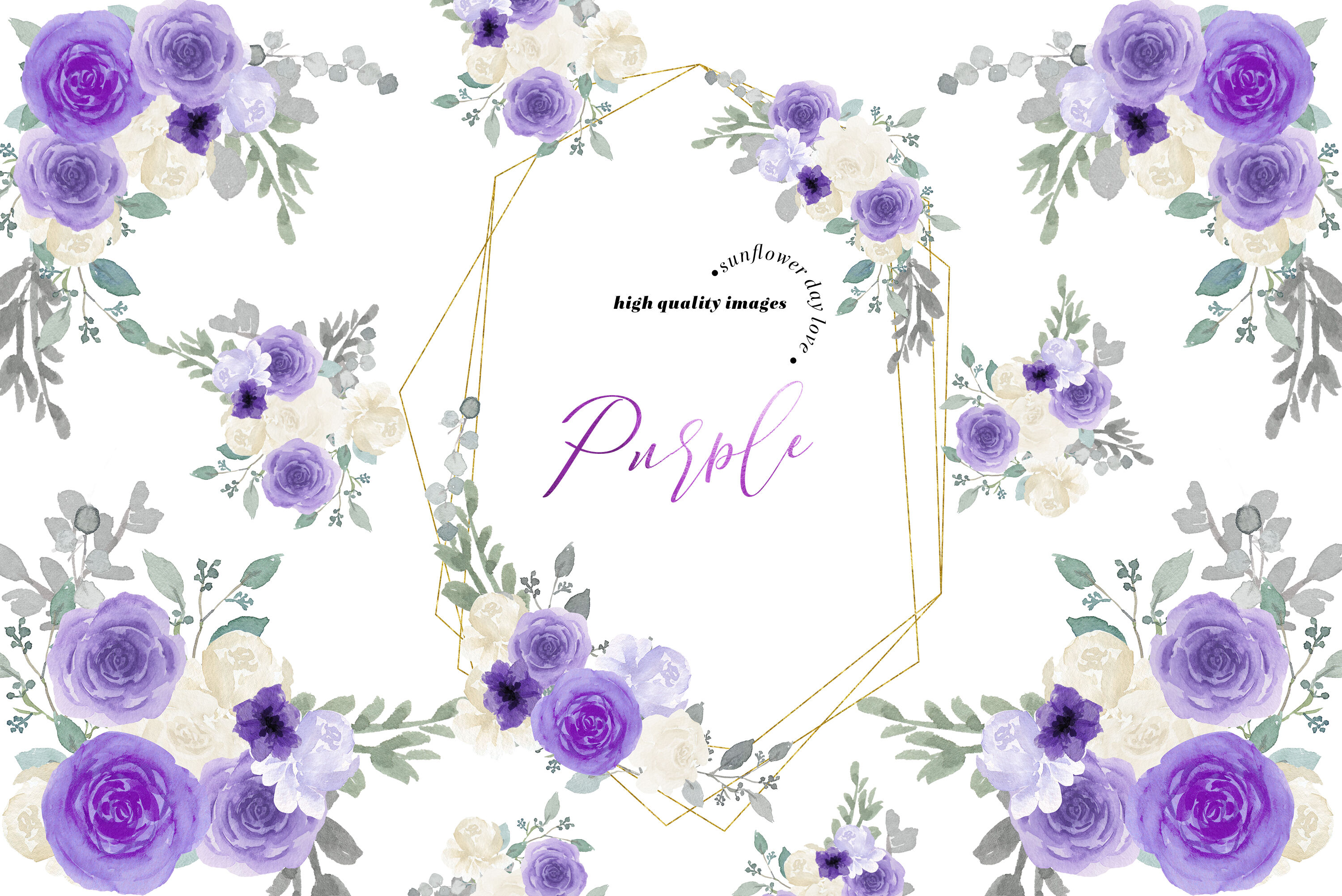 purple wedding flowers clipart