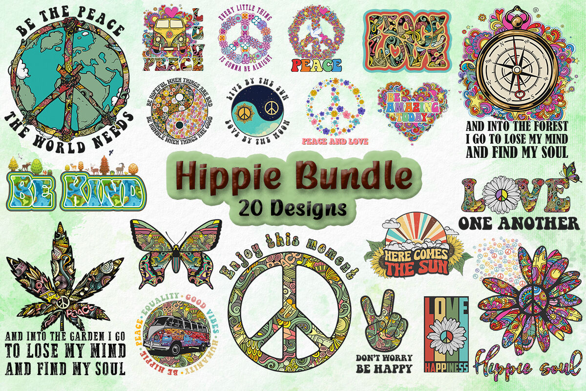 Best Hippie Design Bundle By | TheHungryJPEG