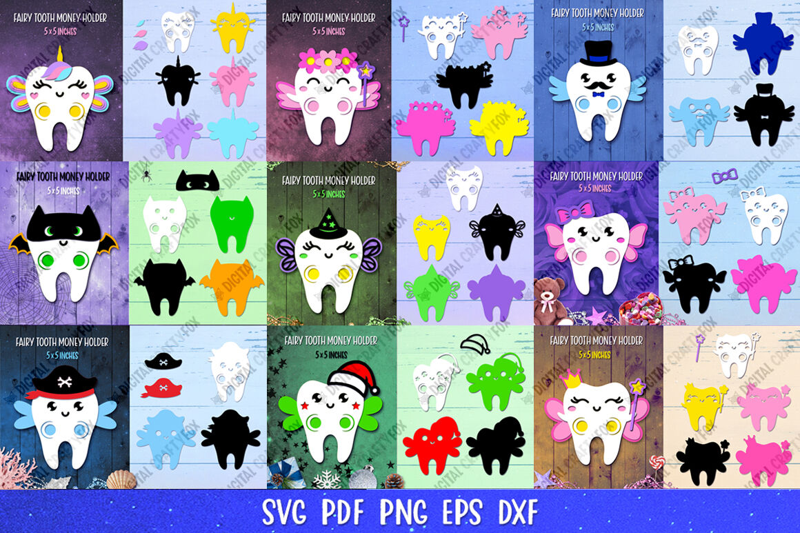 Tooth Fairy Money Holder SVG  Money Card Template Bundle By