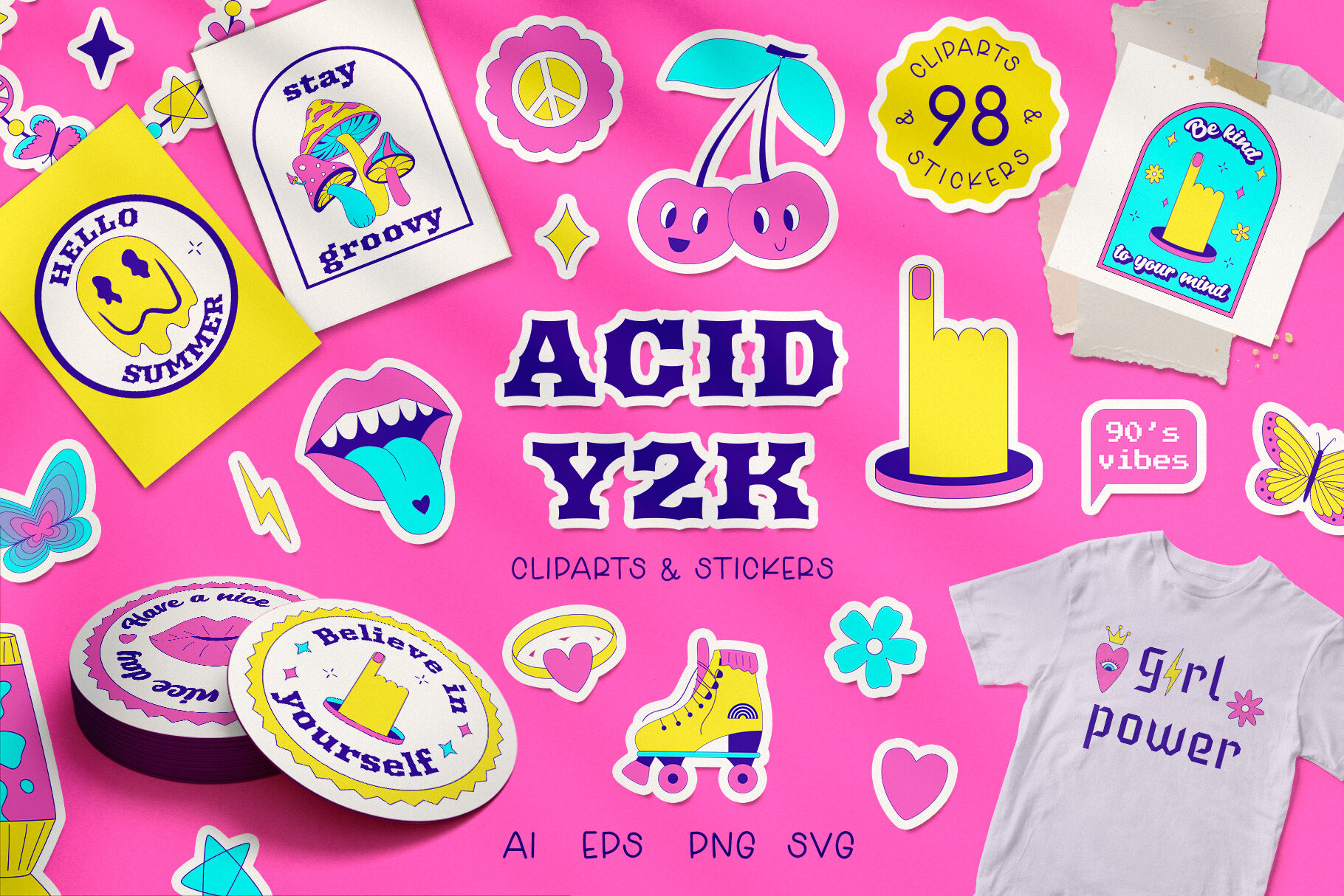 98 Acid y2k elements & stickers By Solovarto