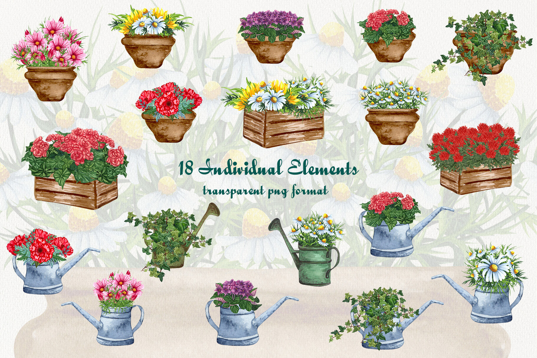 Garden Bouquets Watercolor Clipart By BarvArt | TheHungryJPEG