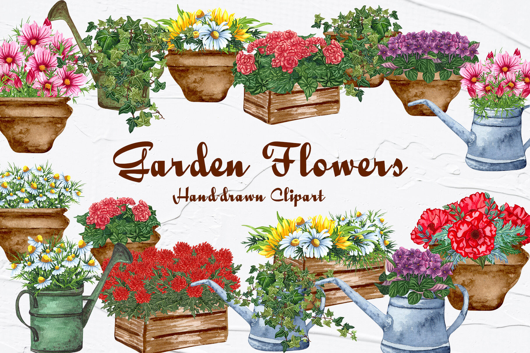 Garden Bouquets Watercolor Clipart By BarvArt | TheHungryJPEG