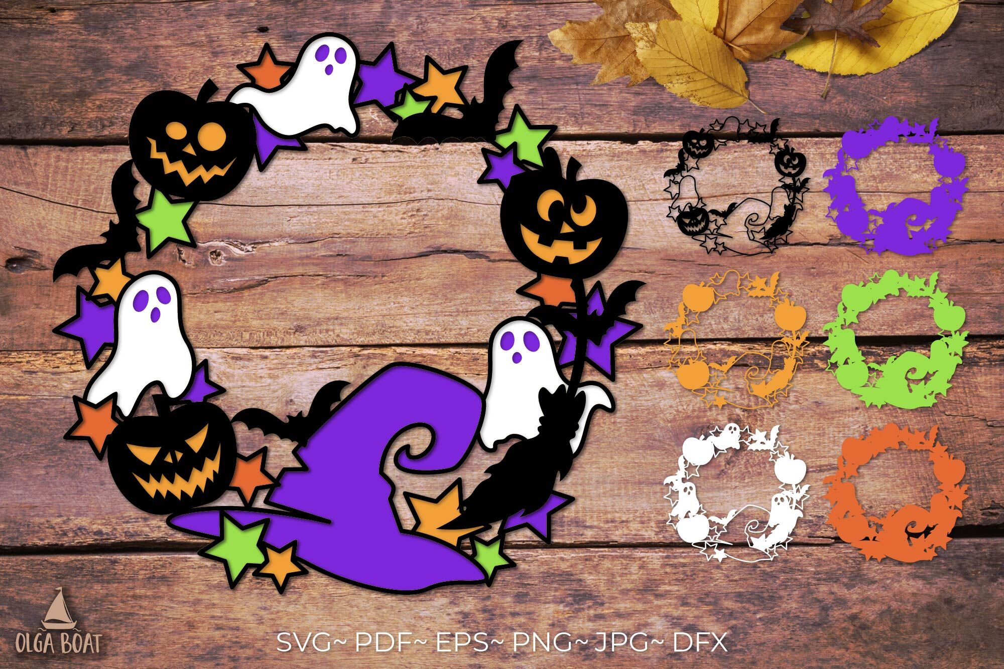 3d Halloween wreath | Halloween door sign svg By Olga boat | TheHungryJPEG