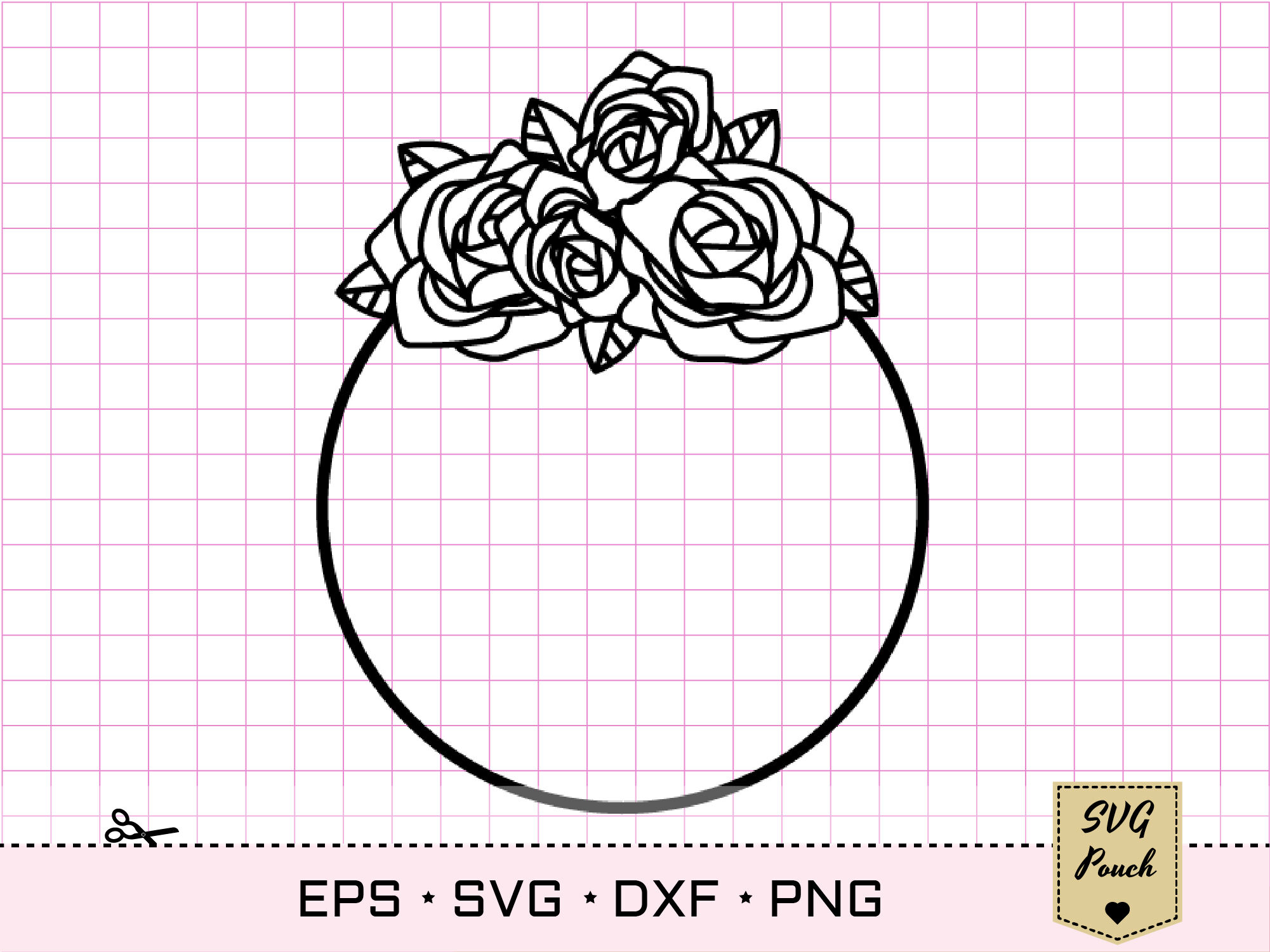 Rose Circle Frame Svg, Rose Svg, Wreath Svg, Flower Svg, Floral
