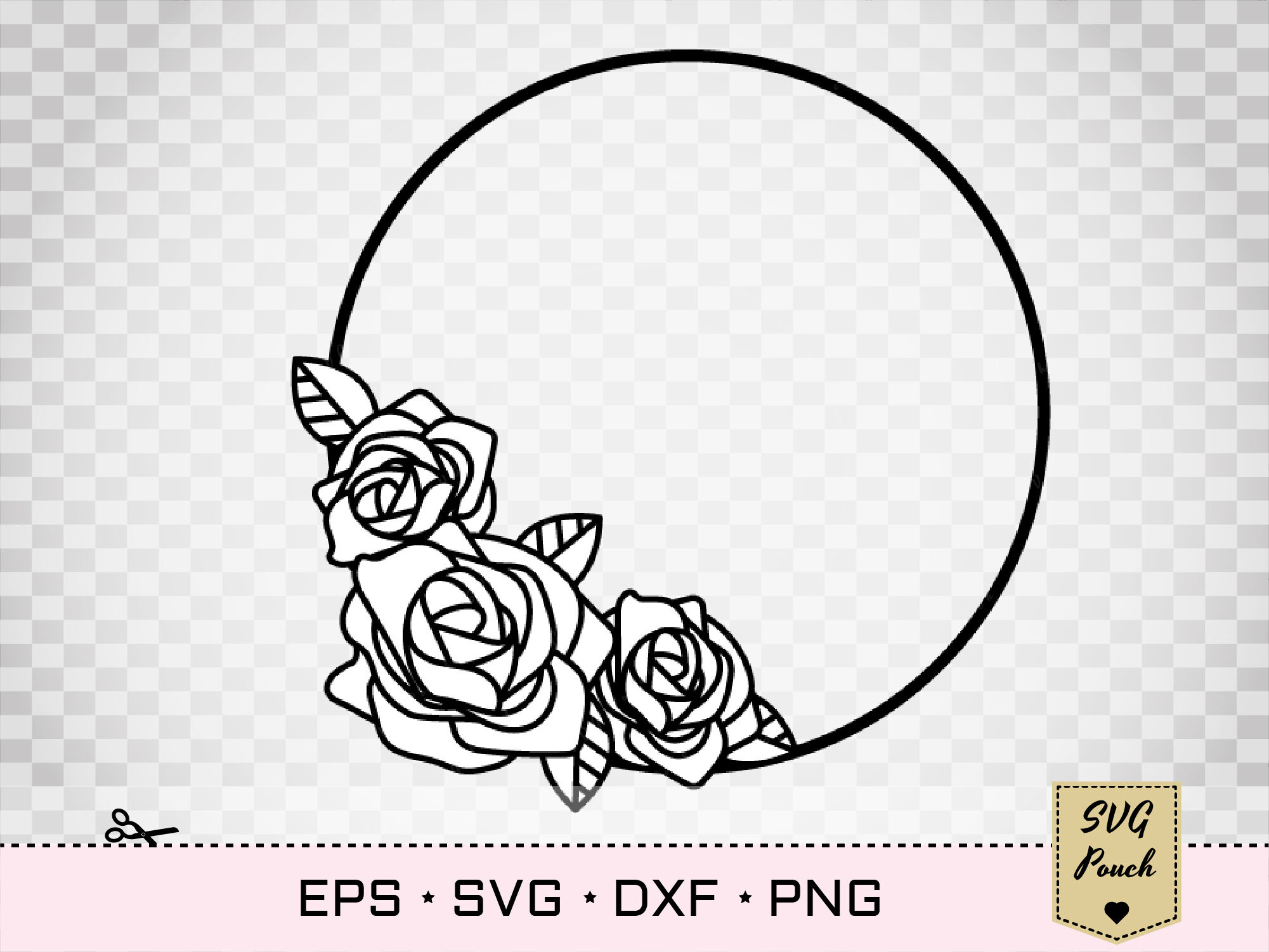 Rose flower wreath svg  Rose circle border svg By SVGPouch