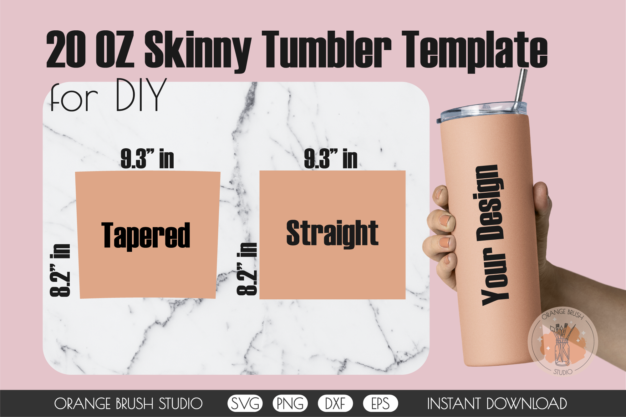 20 oz skinny tumbler template