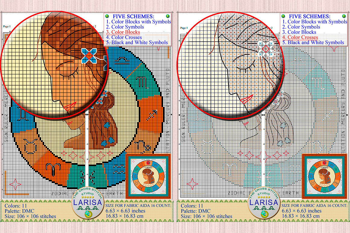 Cross Stitch Pattern. Virgo. Zodiac sign. Modern Counted cross -   Portugal