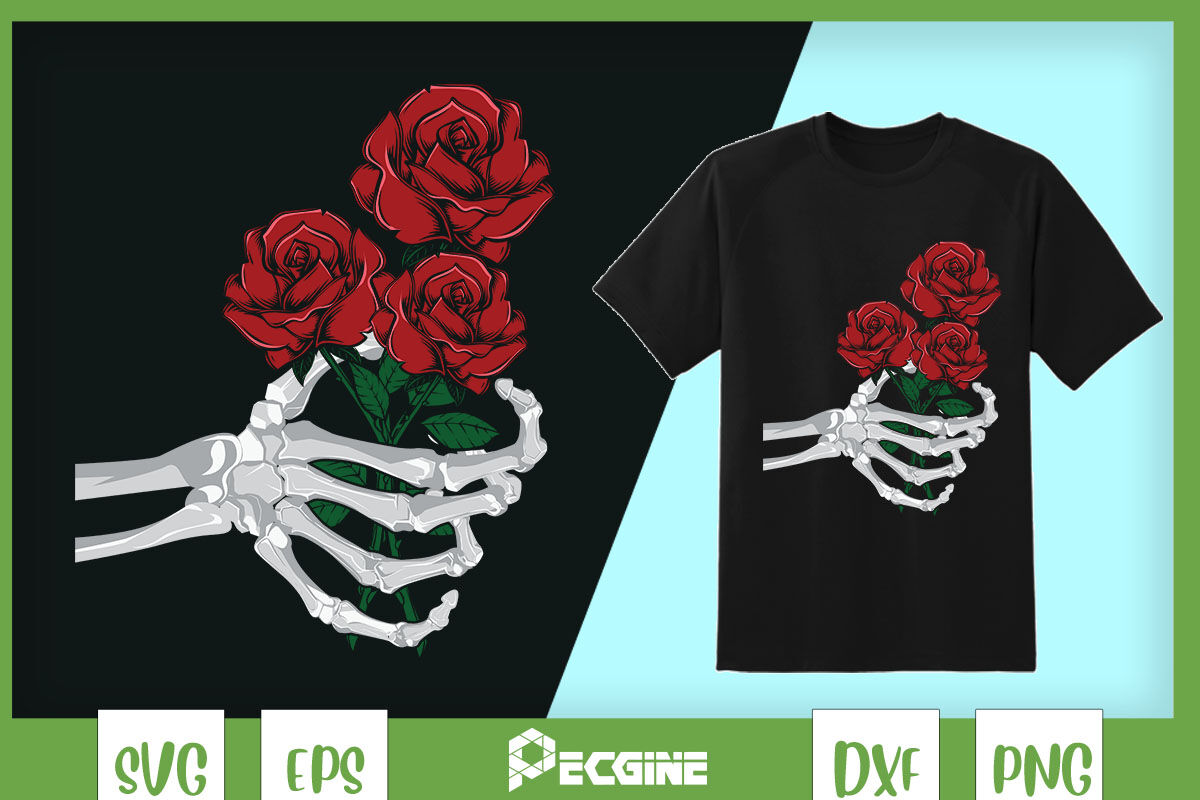 skeleton holding rose
