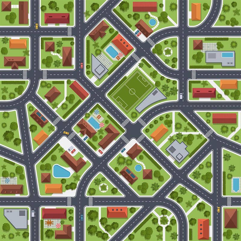 Street map top view. City transport infrastructure, urban roads plan ...